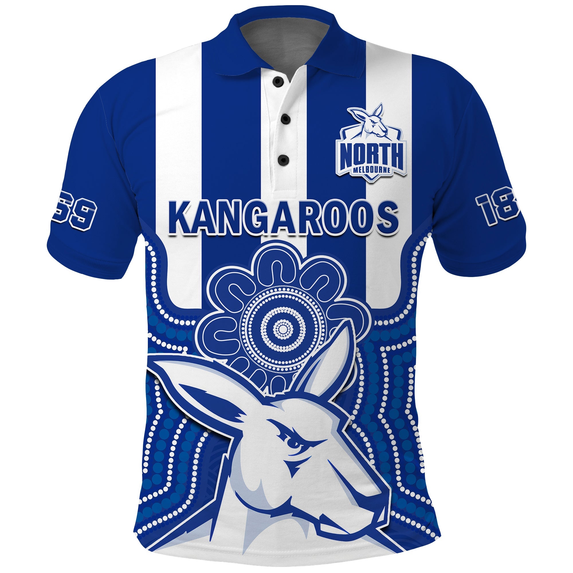 (Custom Text And Number) Melbourne Football Polo Shirt North Kangaroos 1869 Aboriginal Art - Vibe Hoodie Shop