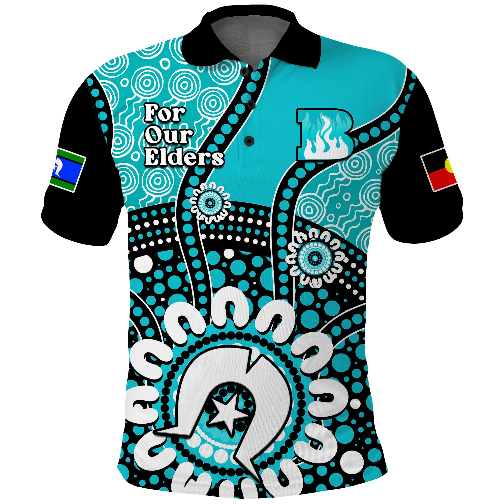 (Custom Text And Number) Brisbane Heat NAIDOC 2023 Polo Shirt Indigenous For Our Elders - Vibe Hoodie Shop