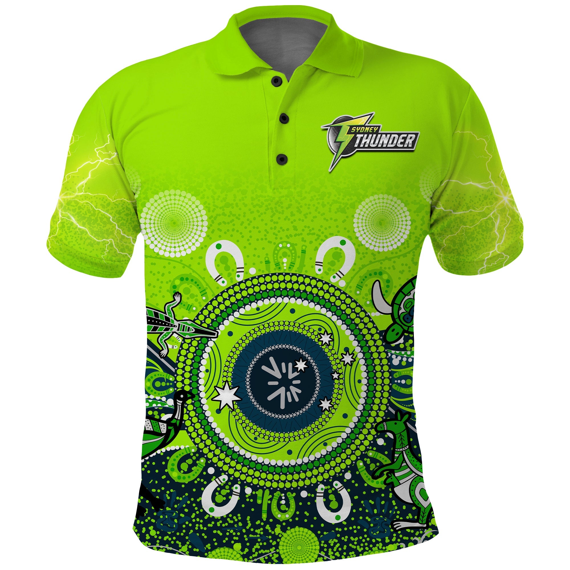 (Custom Text and Number) Sydney Thunder Polo Shirt Cricket Aboriginal - Vibe Hoodie Shop