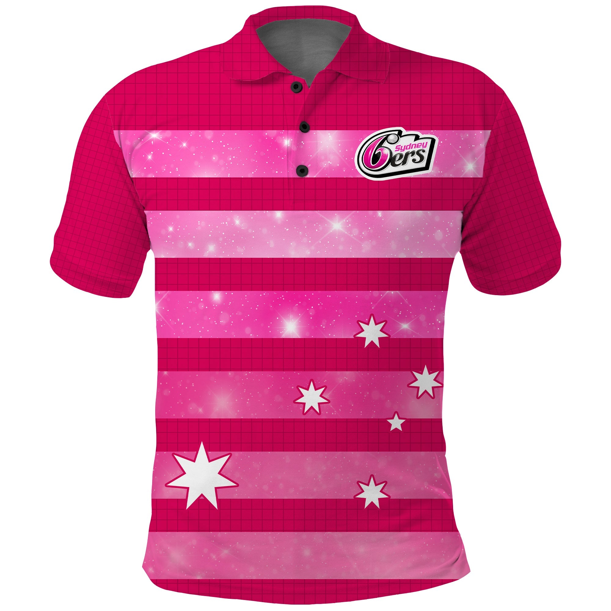 (Custom Text and Number) Sydney Sixers Cricket Polo Shirt Galaxy Star Simple Ver.01 - Vibe Hoodie Shop