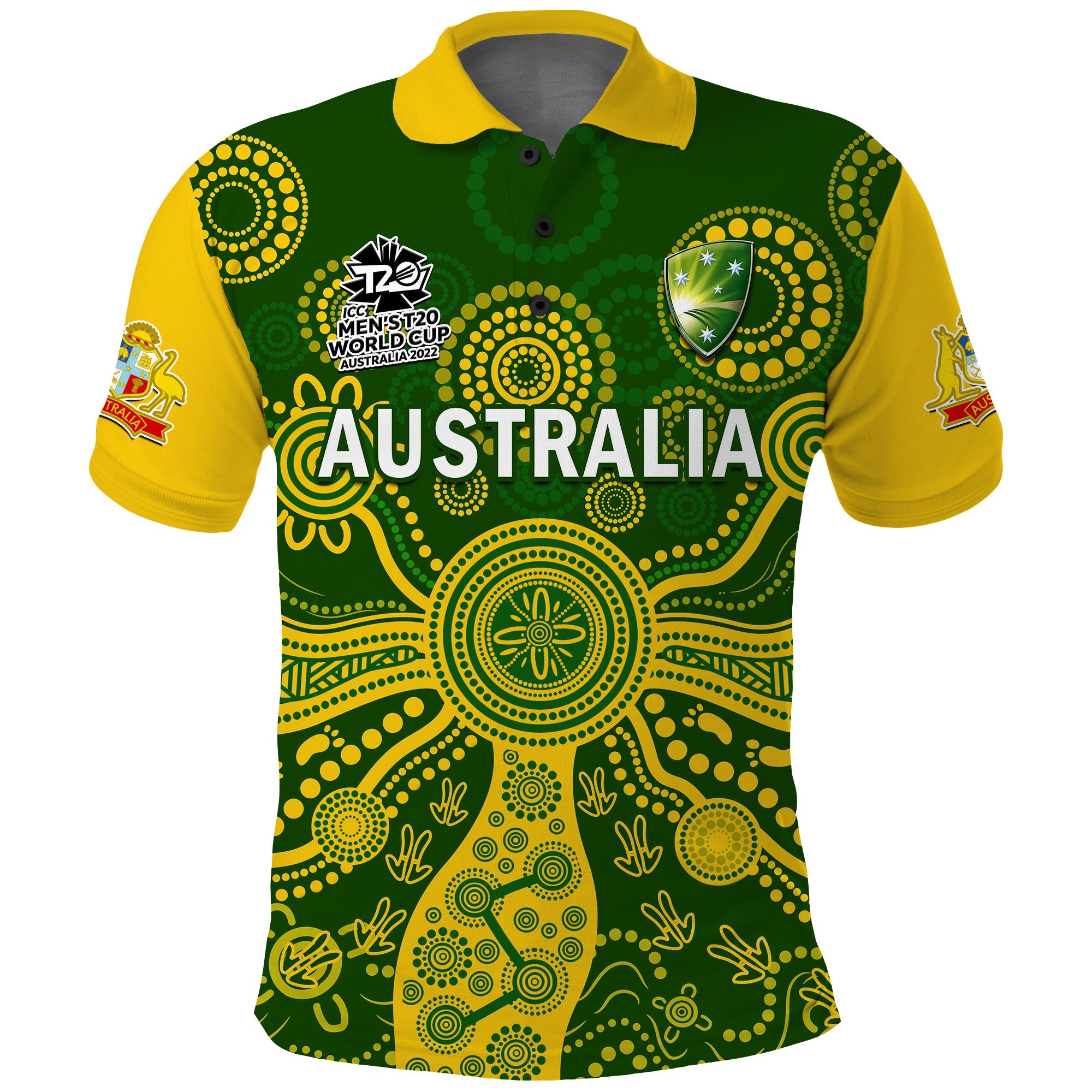 Australia Cricket Polo Shirt Aussie 2022 Mens T20 World Cup Ver.02 - Vibe Hoodie Shop