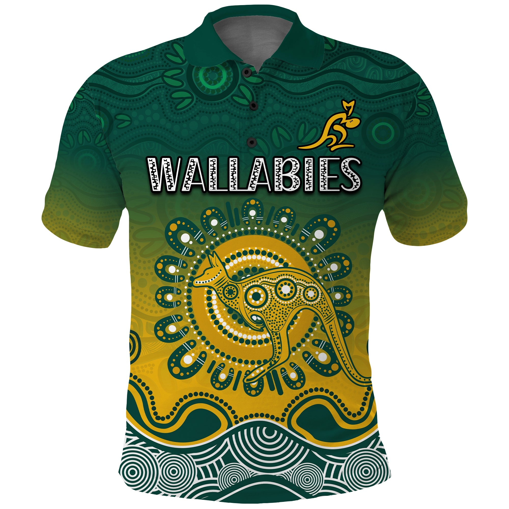 (Custom Text and Number) Wallabies Rugby Australia Polo Shirt Aboriginal - Vibe Hoodie Shop