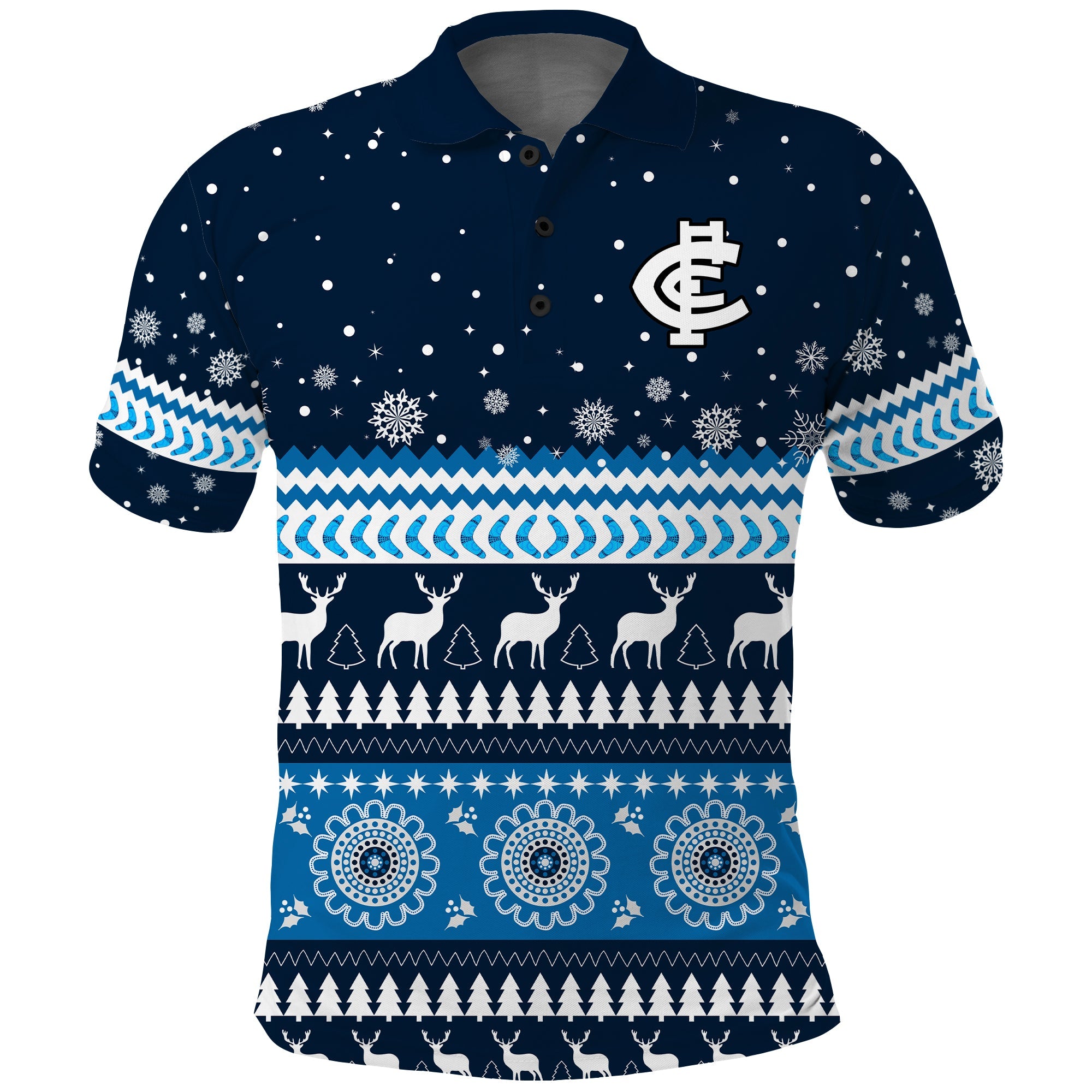 Blues Football Polo Shirt Christmas Carlton - Vibe Hoodie Shop