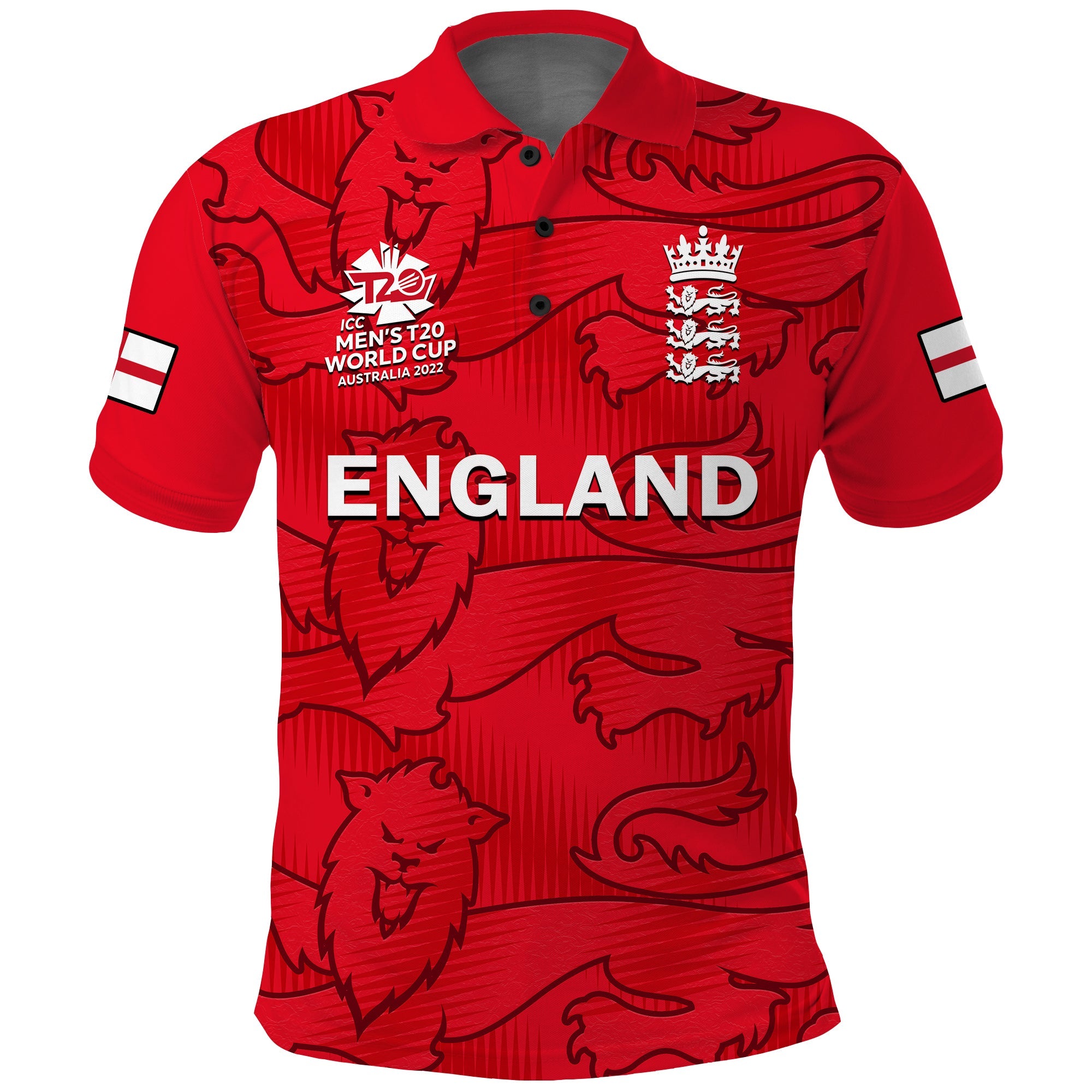 (Custom Text And Number) England Cricket Polo Shirt Mens T20 World Cup - Vibe Hoodie Shop