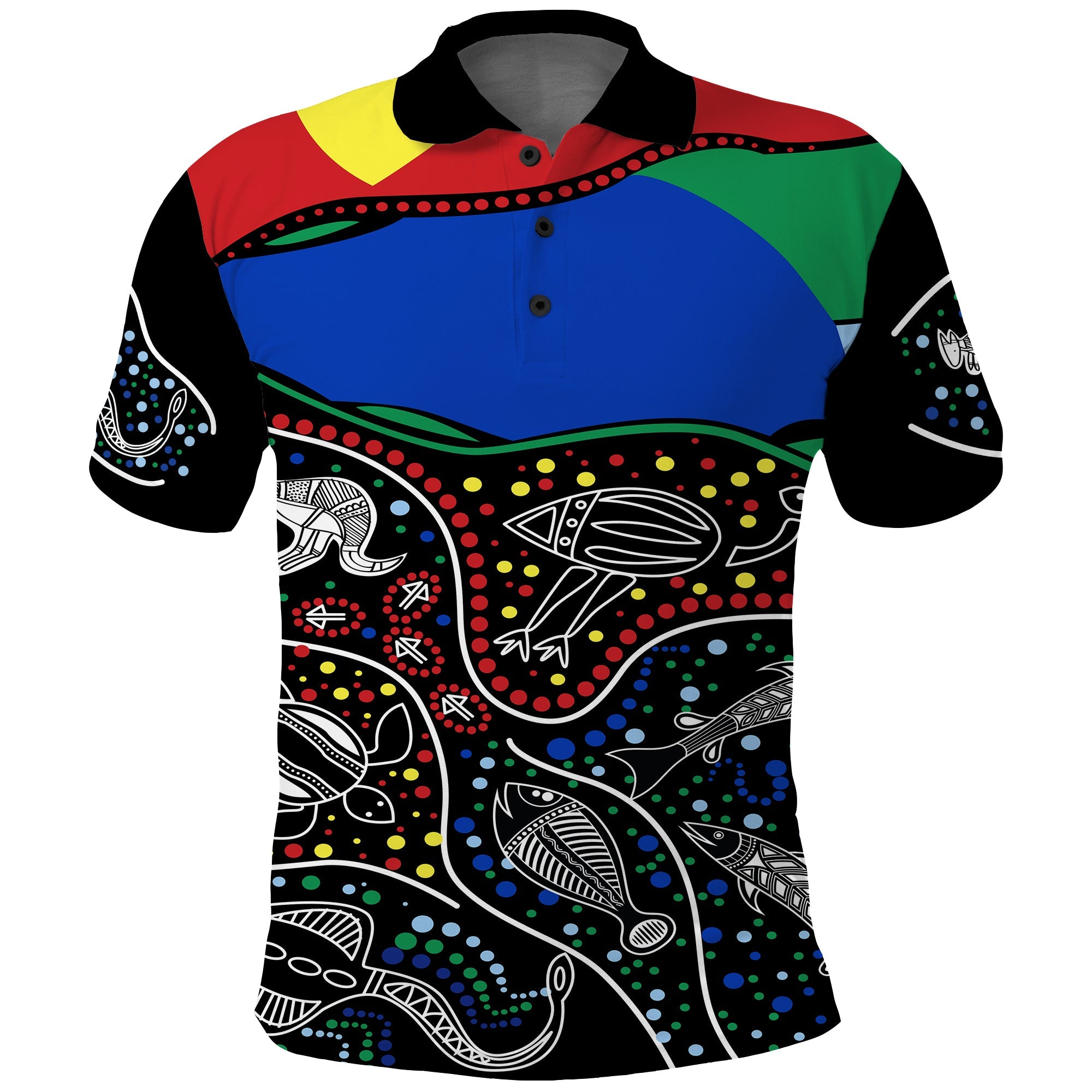 (Custom Text and Number) NAIDOC Week Polo Shirt National Aborigines And Torres Strait Islander Animals Aboriginal Art - Vibe Hoodie Shop