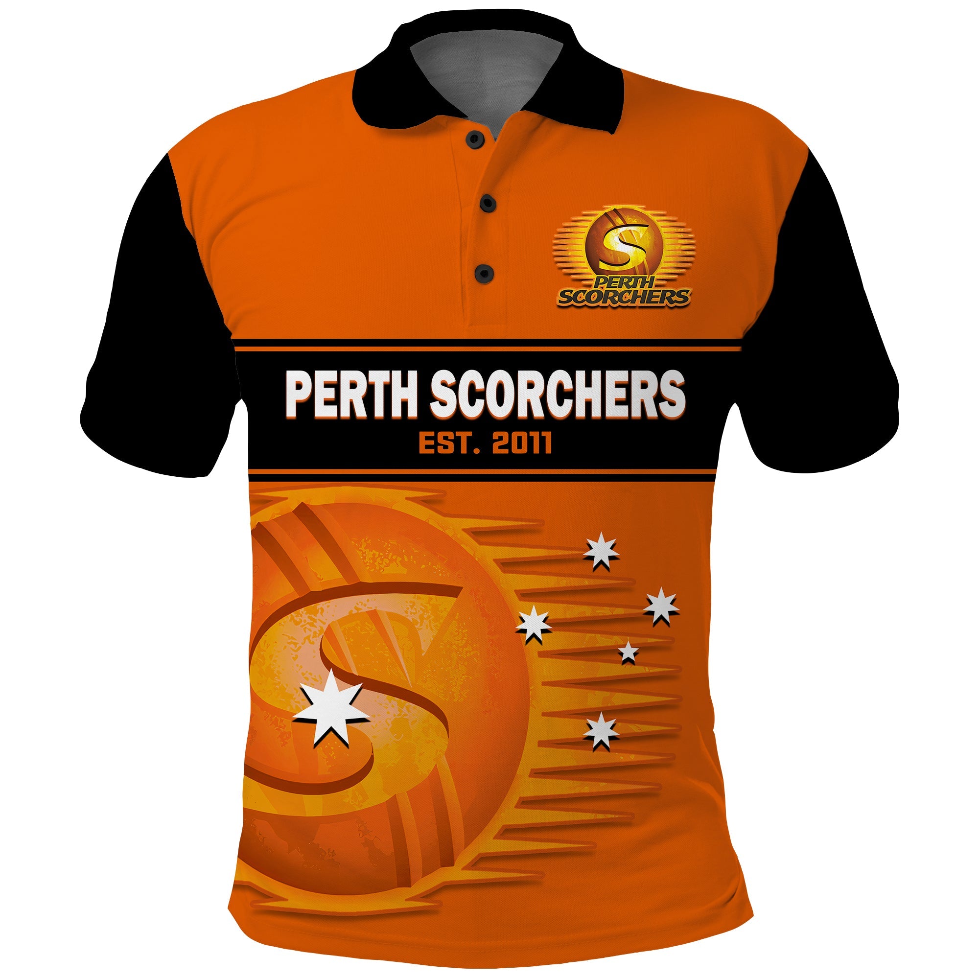 (Custom Text And Number) Perth Scorchers Cricket 2023 Polo Shirt Est 2011 Sporty Version - Vibe Hoodie Shop