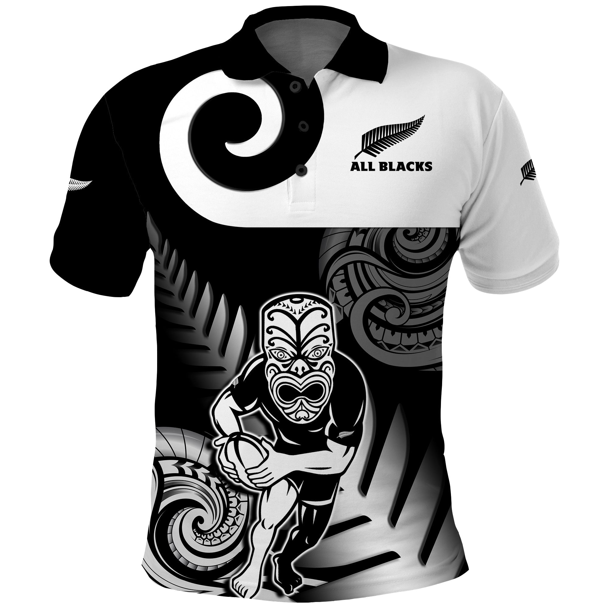 Custom Text And Number New Zealand Silver Fern Rugby Polo Shirt All Black Maori Koru - Vibe Hoodie Shop