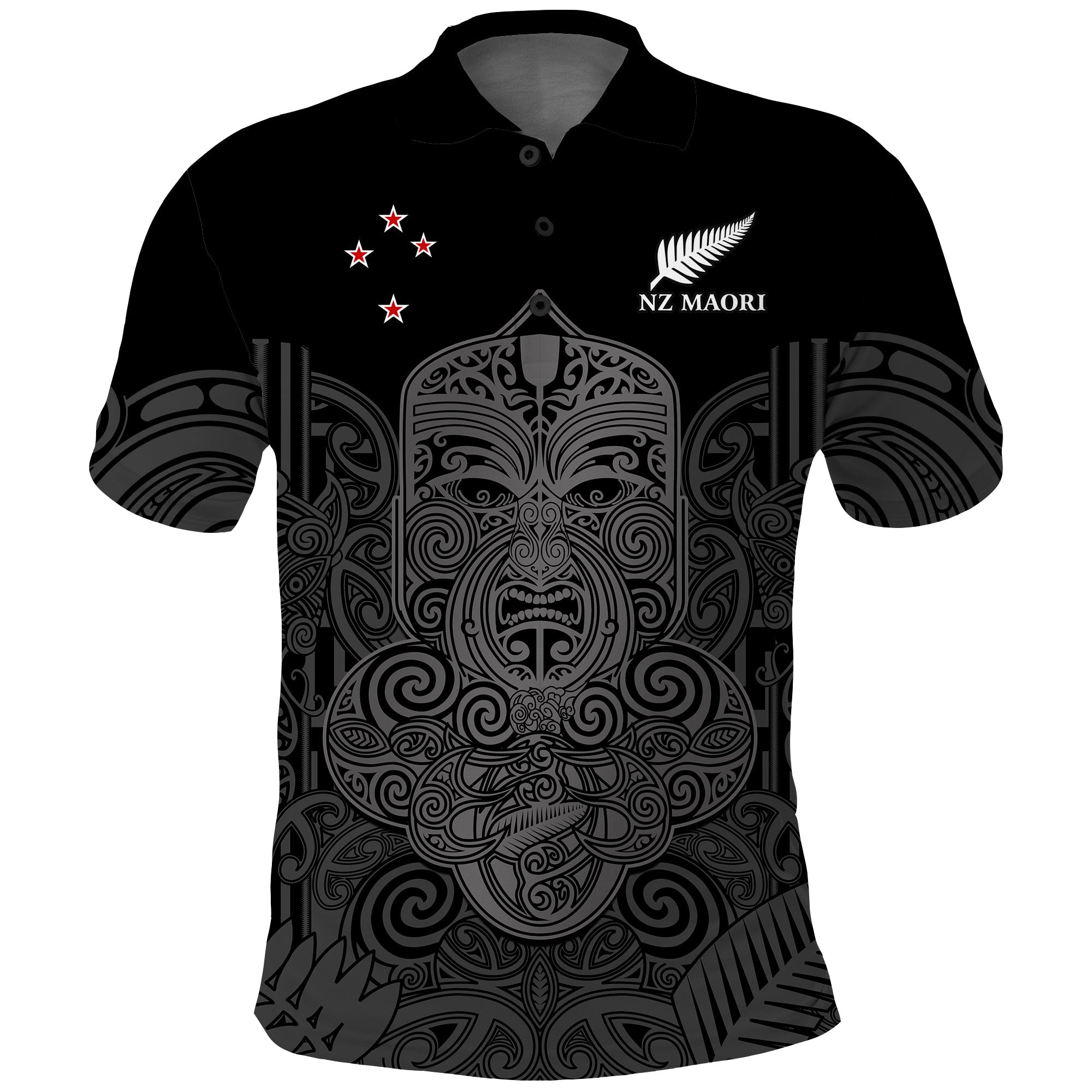 (Custom Text And Number) New Zealand Tiki Rugby Polo Shirt NZ Maori Koru Pattern Ver.01 - Vibe Hoodie Shop