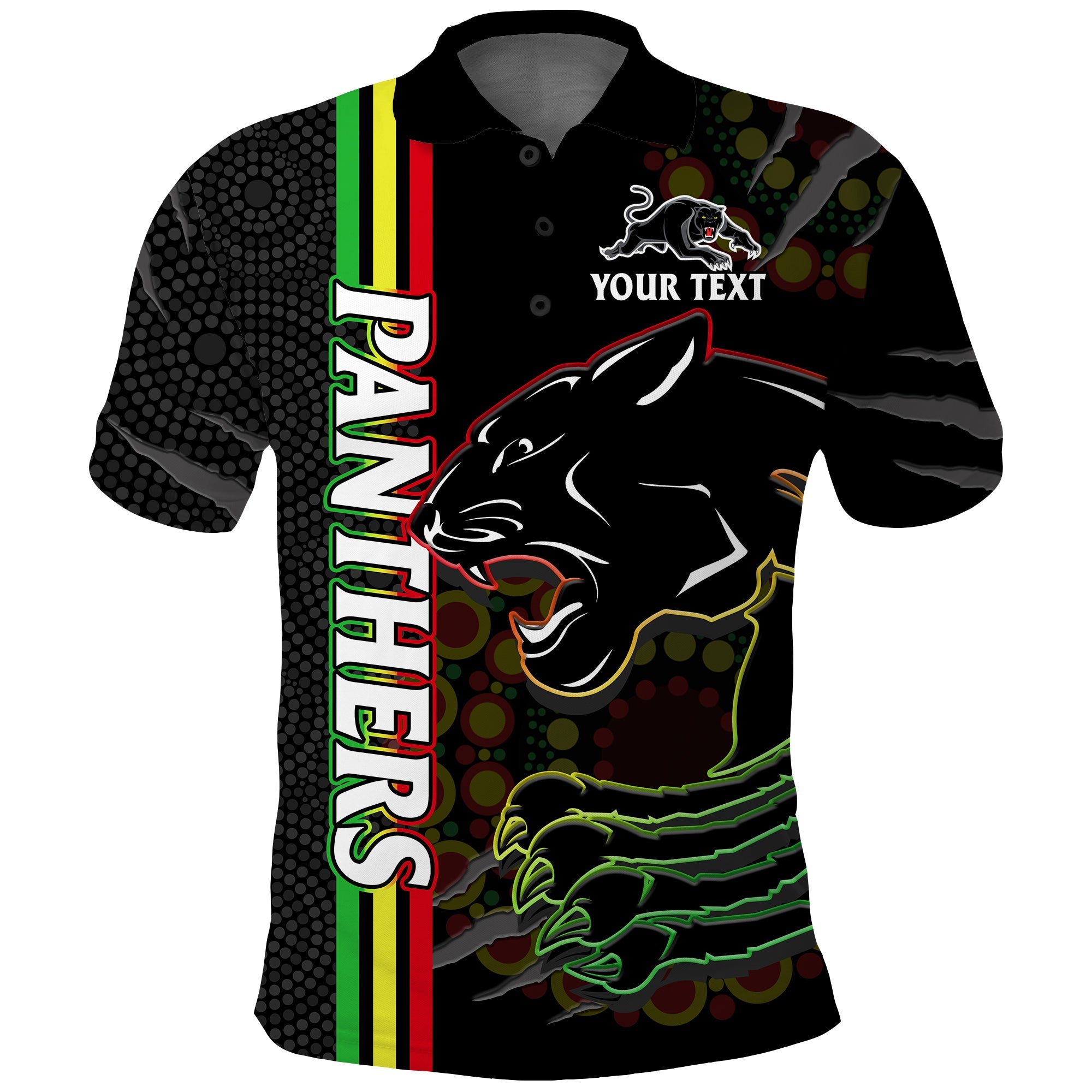 (Custom Text And Number) Panthers Rugby Polo Shirt The Mountain Men Aboriginal Art Dynamic - Vibe Hoodie Shop