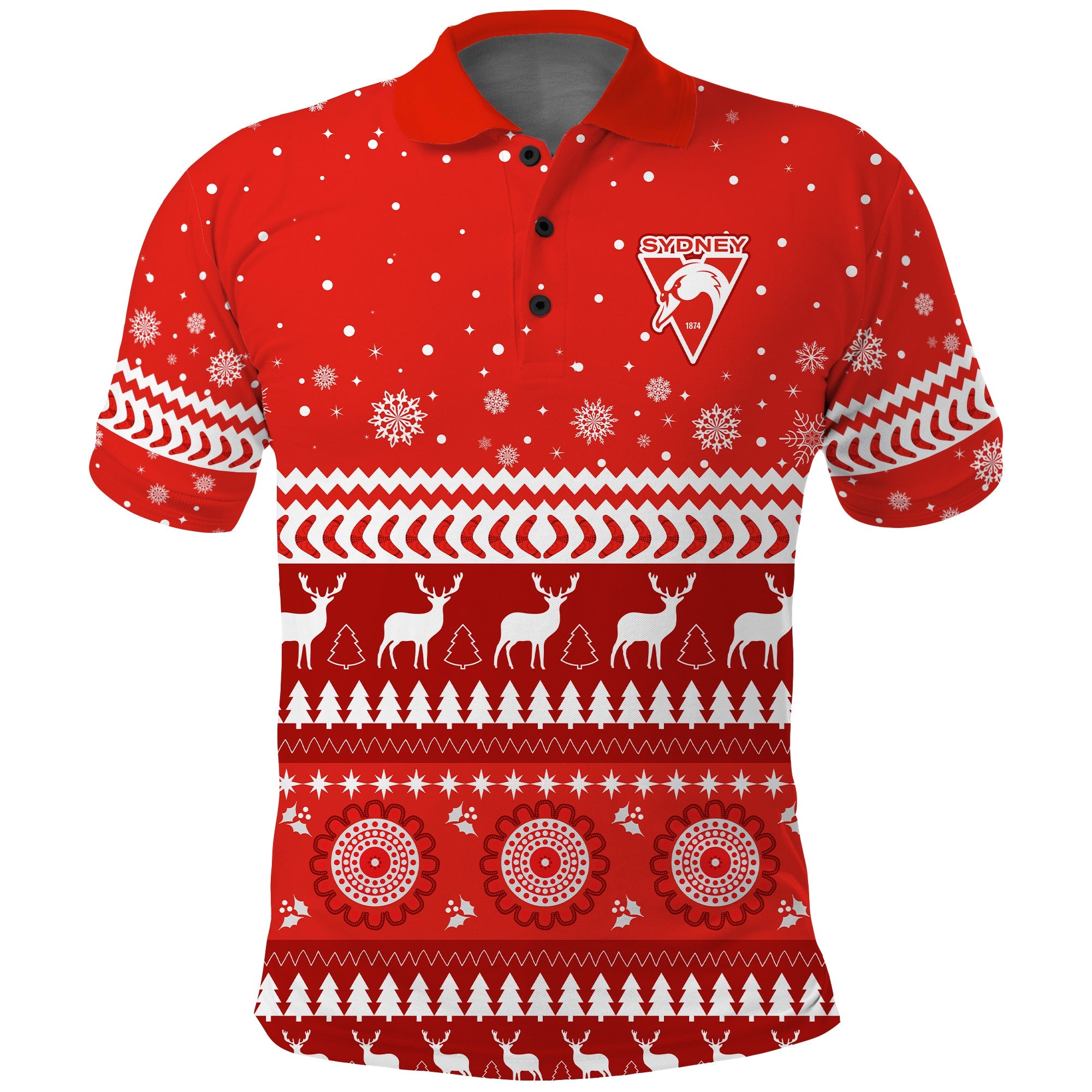 Swans Football Polo Shirt Christmas Sydney - Vibe Hoodie Shop