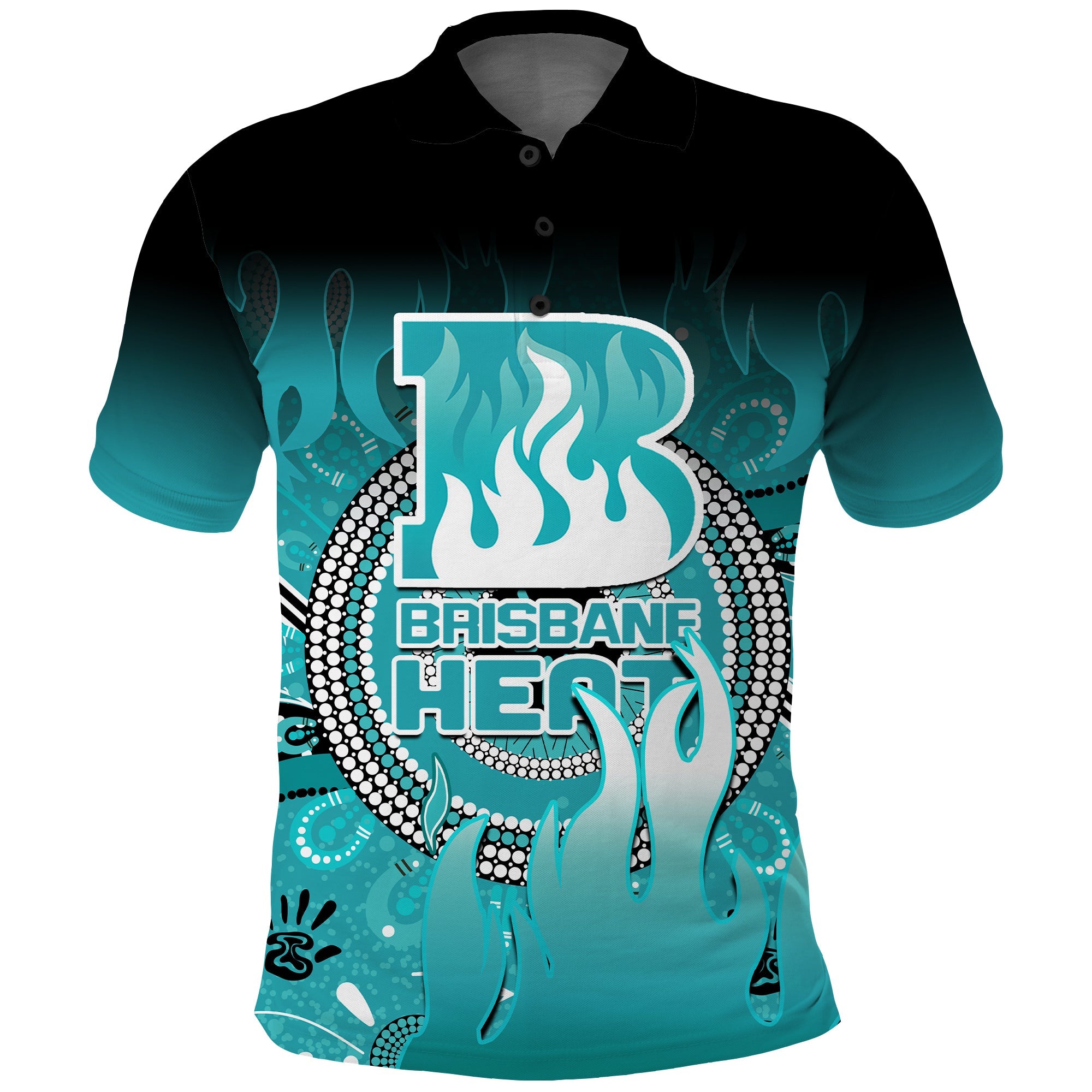 Brisbane Heat Polo Shirt Aboriginal Sunshine - Vibe Hoodie Shop