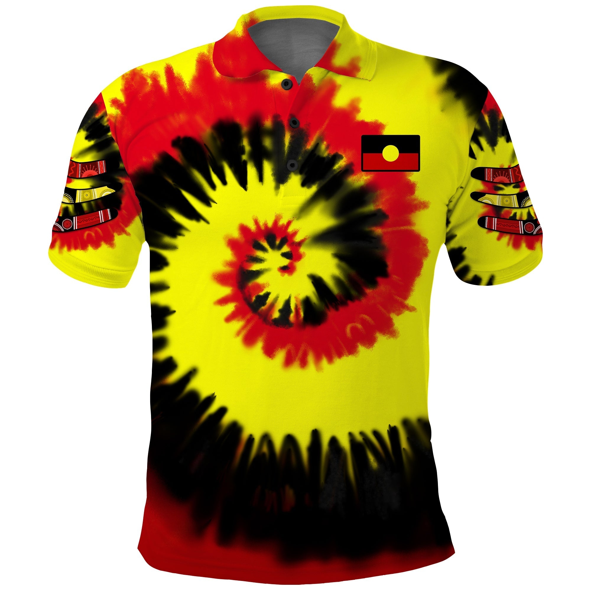 (Custom Text and Number) Australia Aboriginal Polo Shirt Colorful Tie Dye - Vibe Hoodie Shop