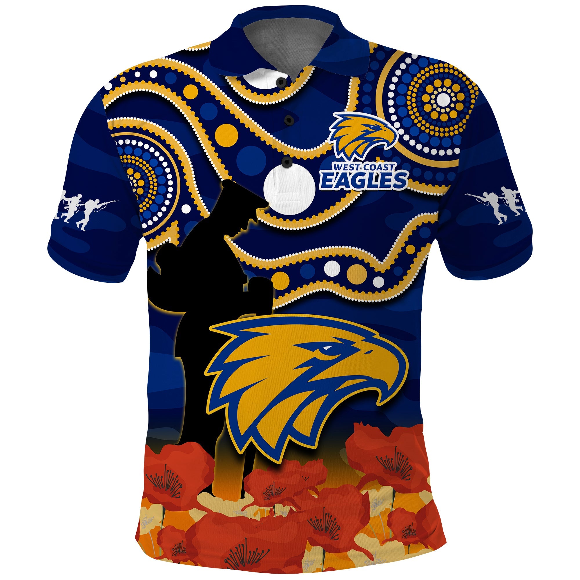 Eagles Football ANZAC 2023 Polo Shirt West Coast Indigenous Mix Poppy Camouflage - Vibe Hoodie Shop