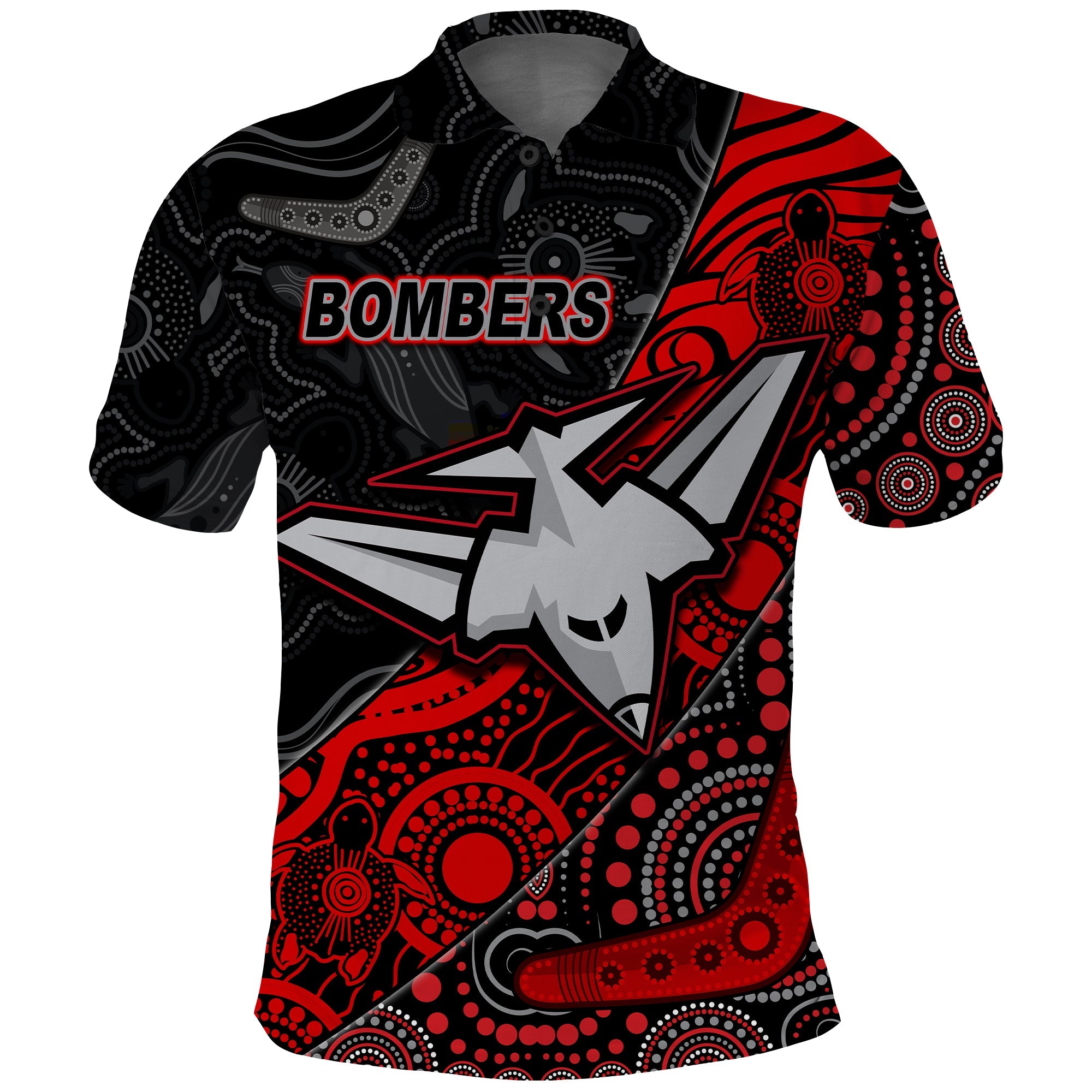 Bombers Football Polo Shirt Essendon Aboriginal - Vibe Hoodie Shop