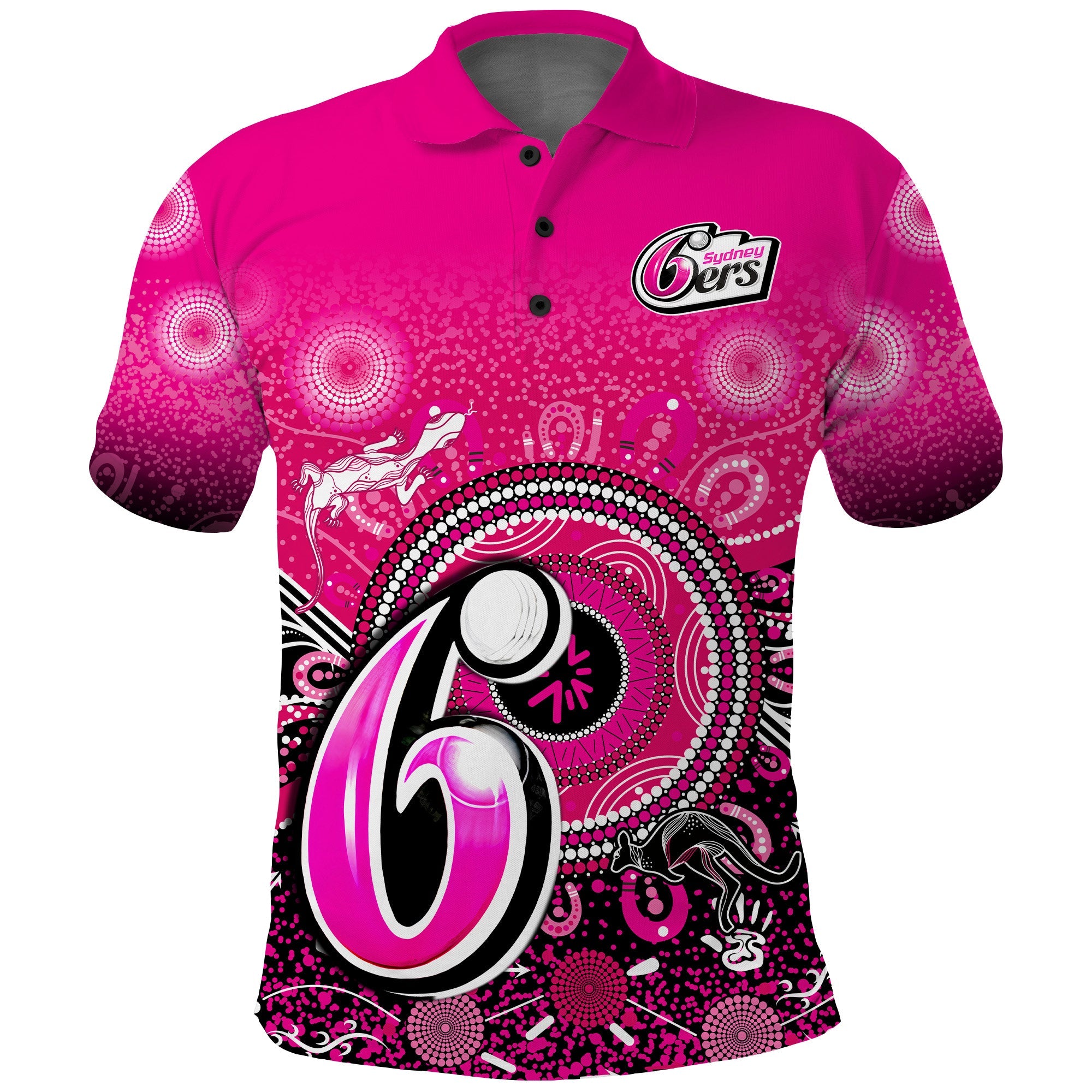 (Custom Text and Number) Sydney Sixers Polo Shirt Aboriginal Australia Cricket Champion - Vibe Hoodie Shop