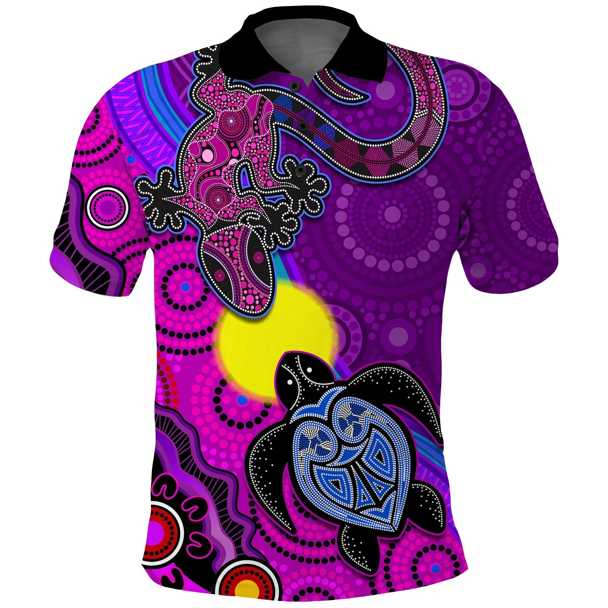 (Custom Personalised) Australia Lizard and Turtle Polo Shirt Aboriginal Art Beautiful Life - Vibe Hoodie Shop