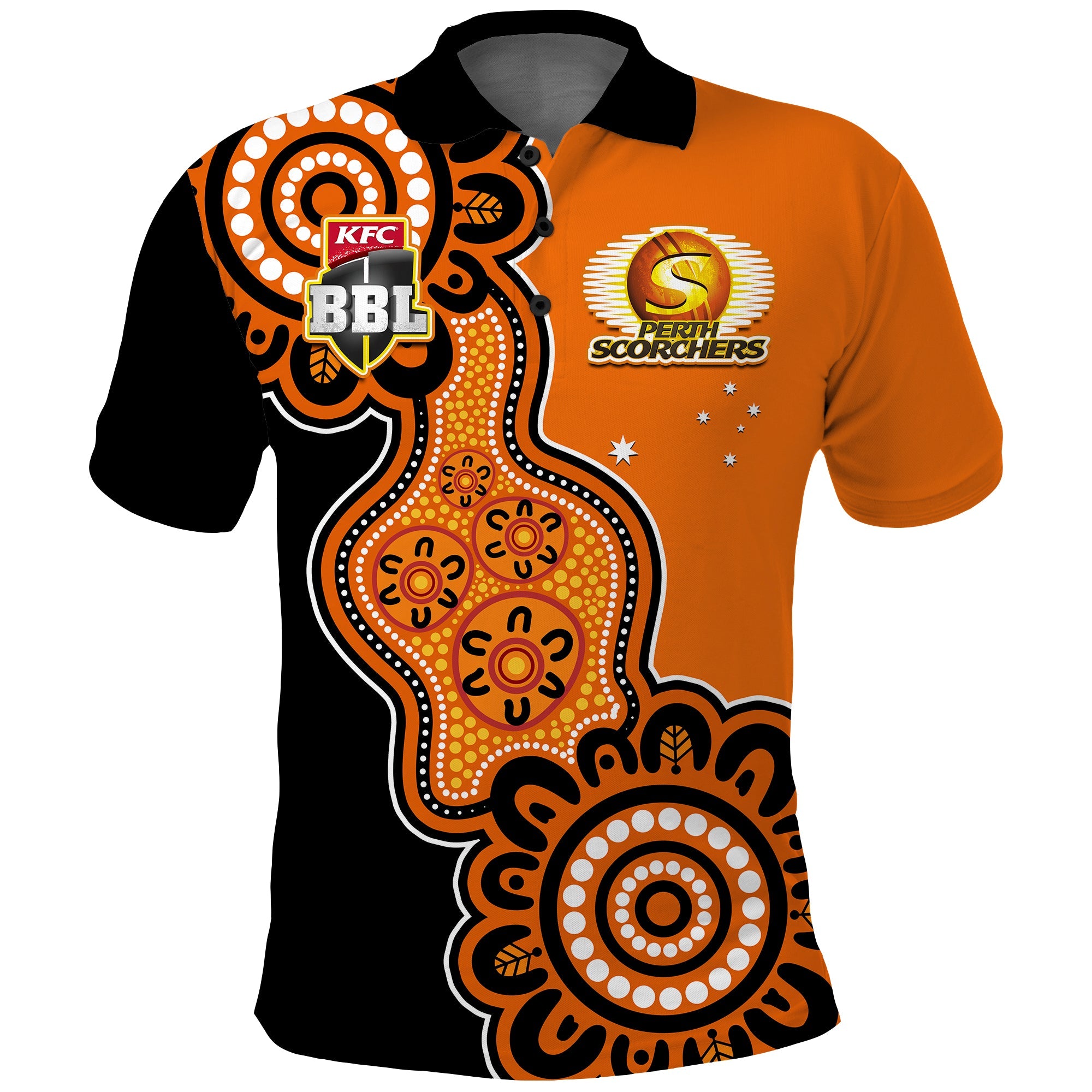 (Custom Text And Number) Perth Scorchers Cricket Polo Shirt We Are The Champions Aboriginal - Vibe Hoodie Shop