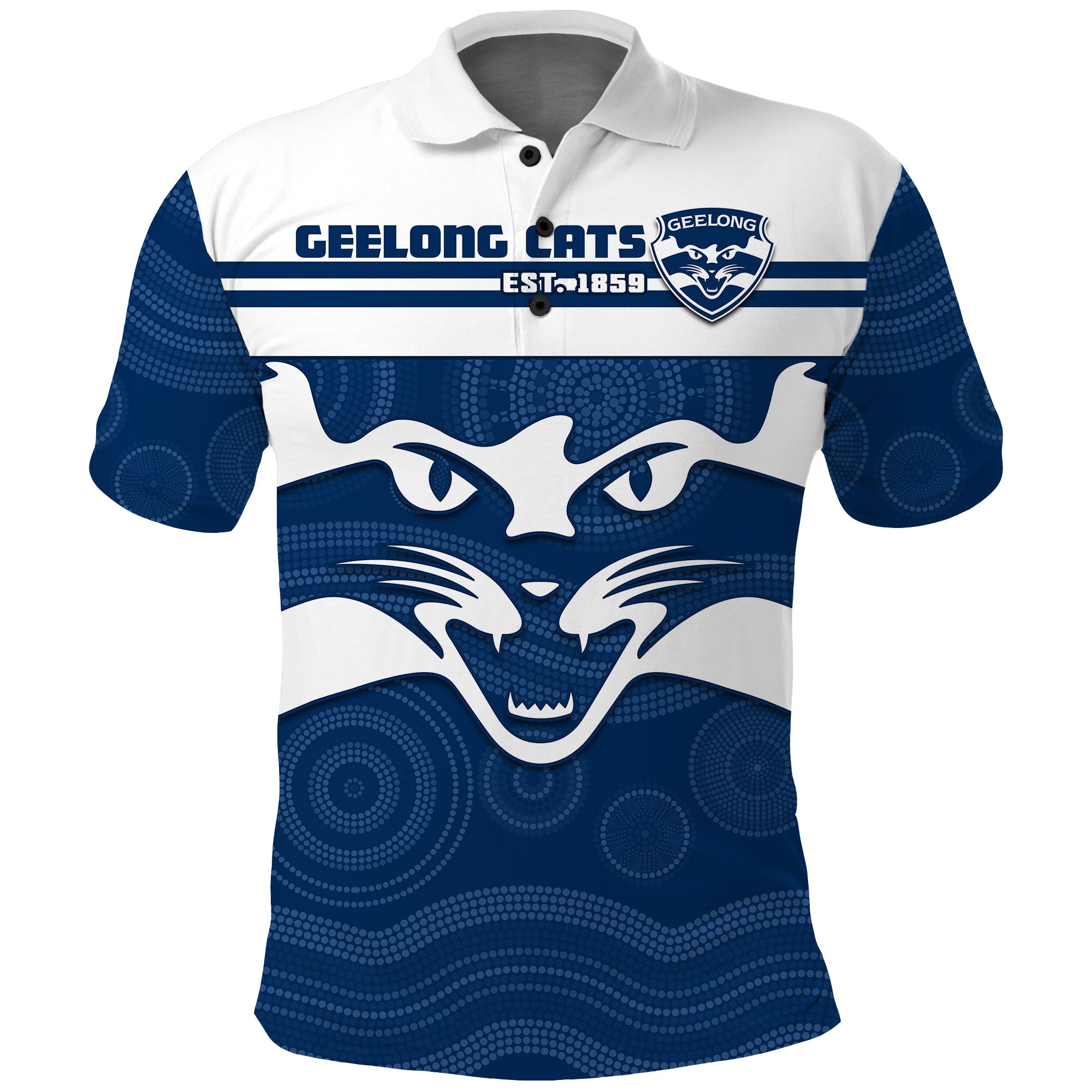 Cats Football Polo Shirt Geelong Est 1859 Aboriginal Art - Vibe Hoodie Shop