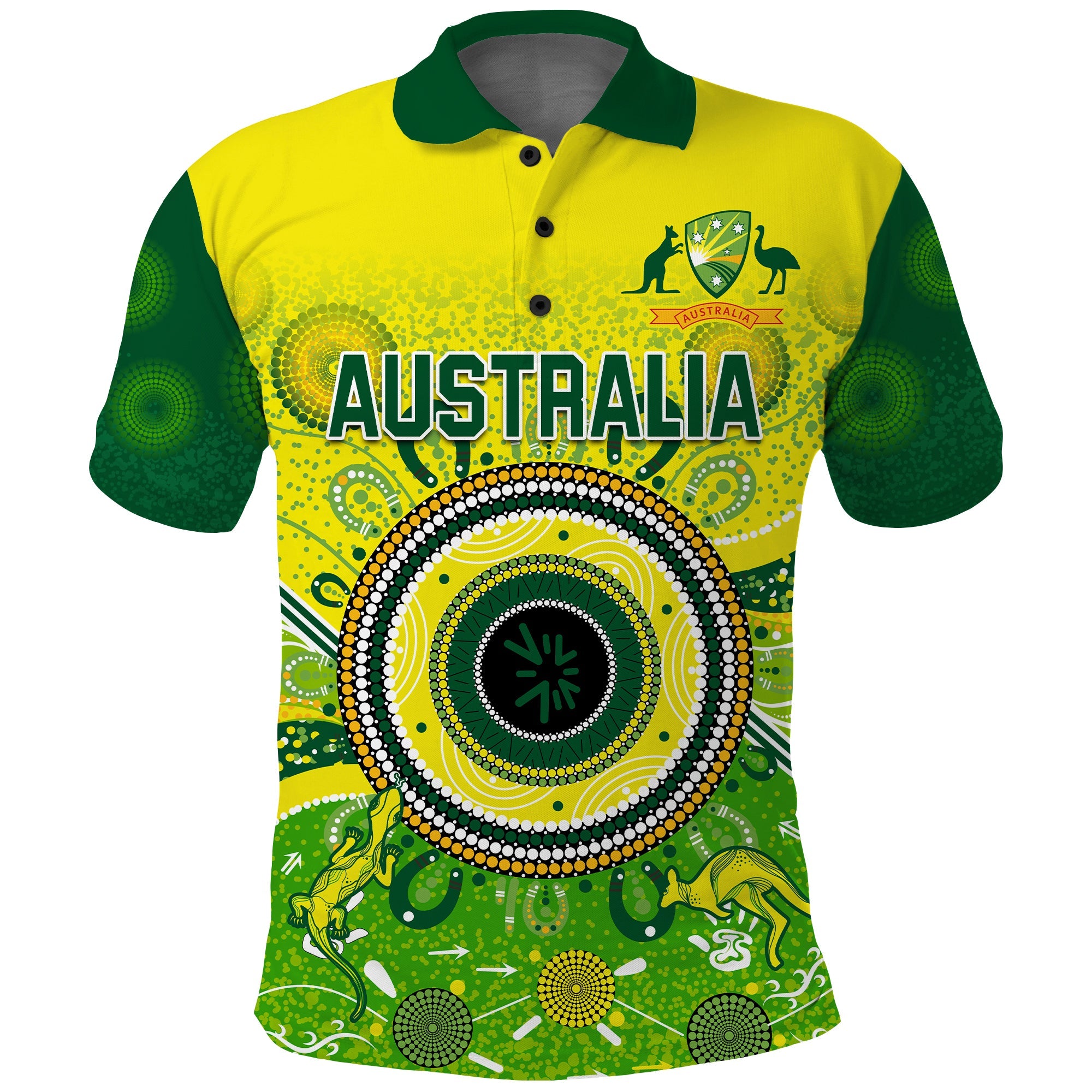 (Custom Text and Number) Australia Cricket Polo Shirt Aboriginal National Color Champion - Vibe Hoodie Shop