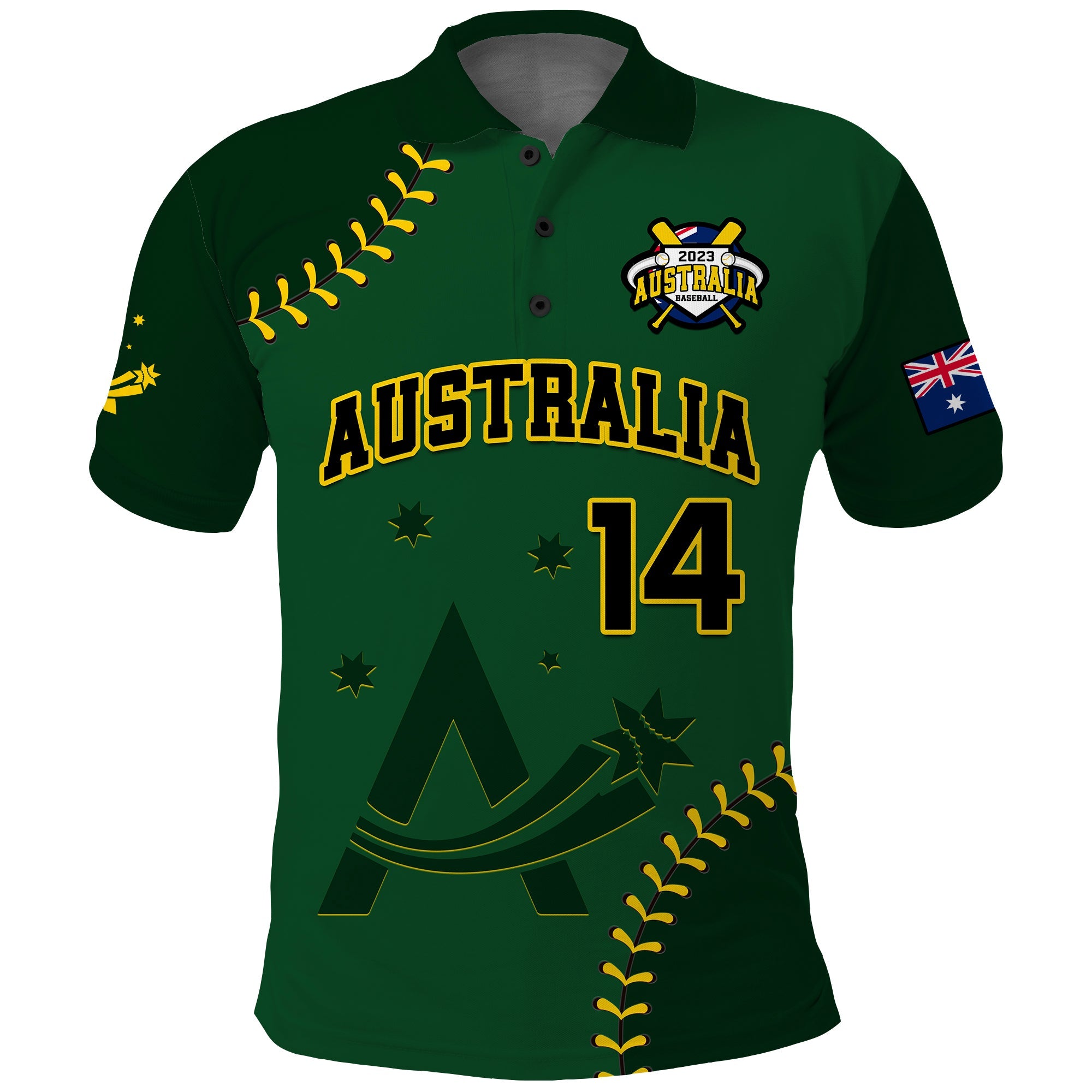 (Custom Text And Number) Australia Baseball 2023 Polo Shirt Go Aussie - Vibe Hoodie Shop