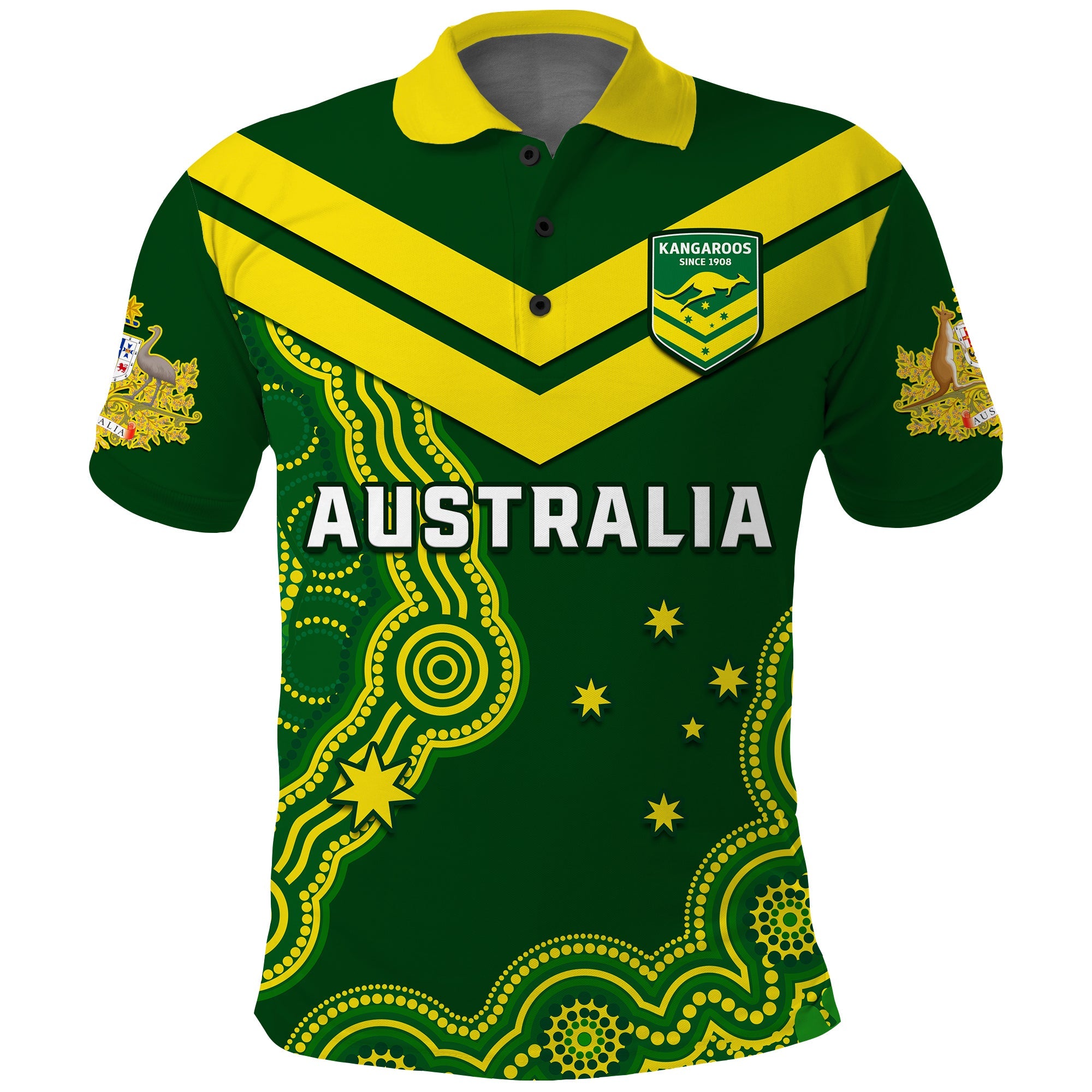 Australia Rugby Polo Shirt The Kangaroos Champions Pacific Indigenous - Vibe Hoodie Shop