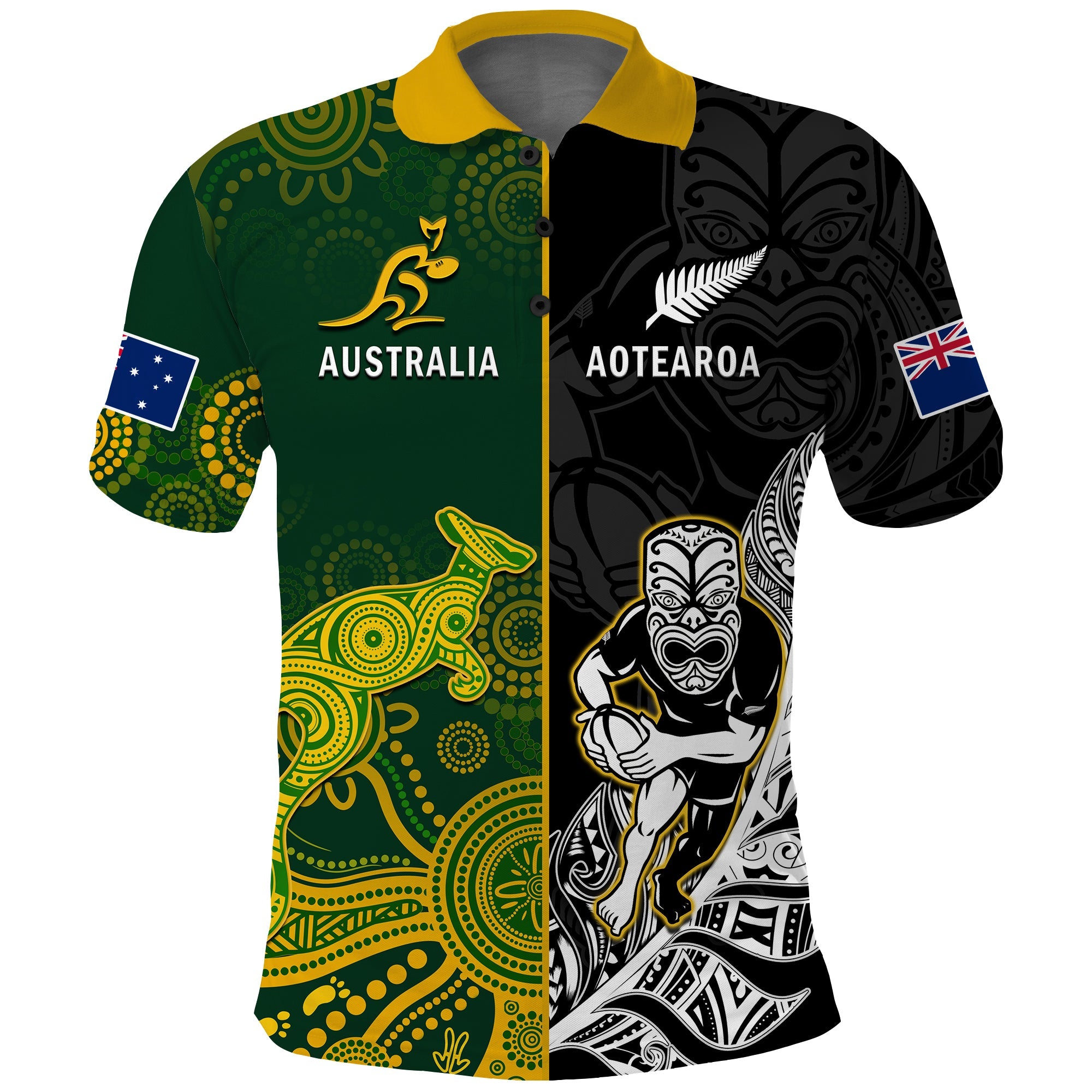 Australia Rugby Mix Aotearoa Rugby Polo Shirt Wallabies All Black Special Version - Vibe Hoodie Shop