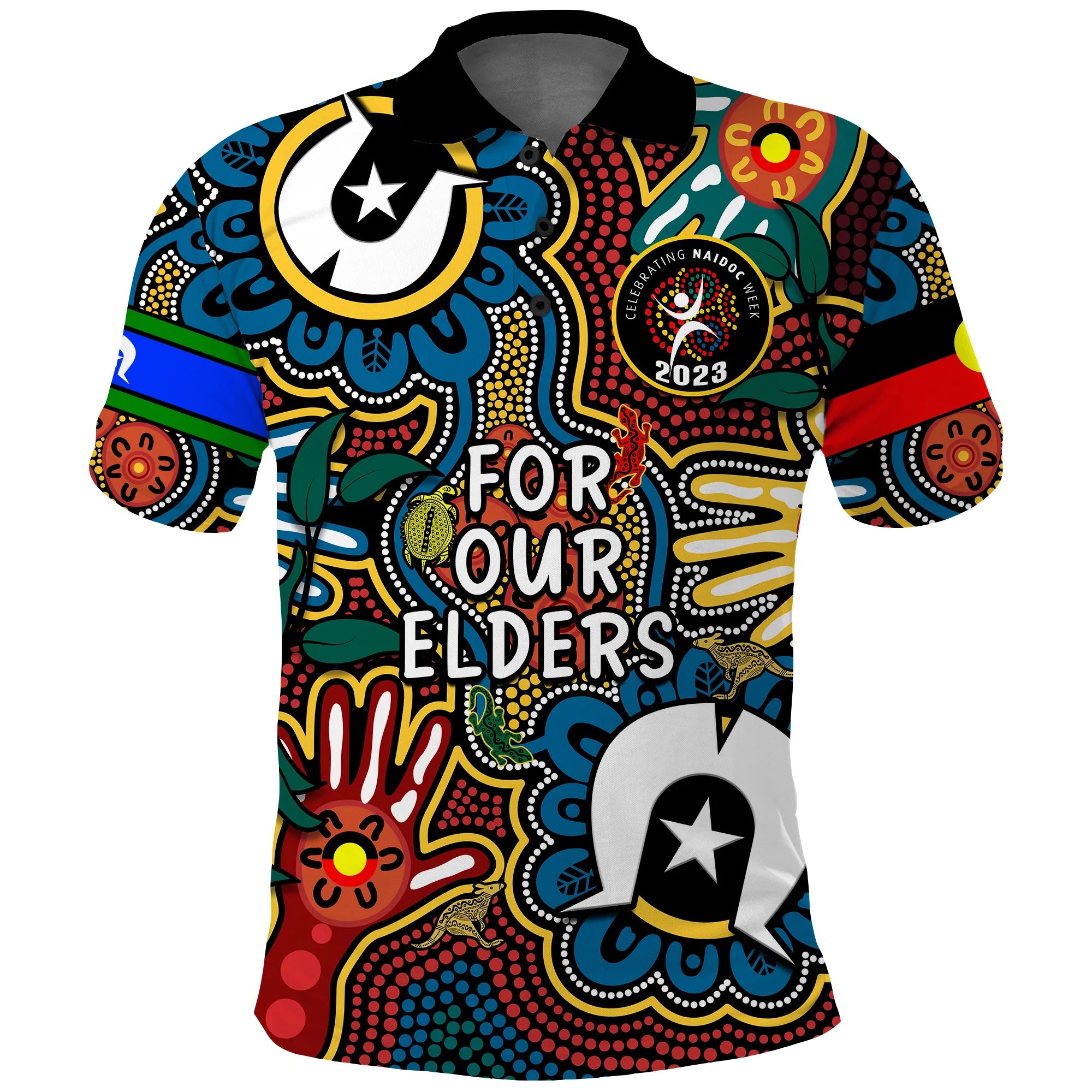 (Custom Text And Number) Australia NAIDOC Week 2023 Polo Shirt For Our Elders Indigenous - Vibe Hoodie Shop