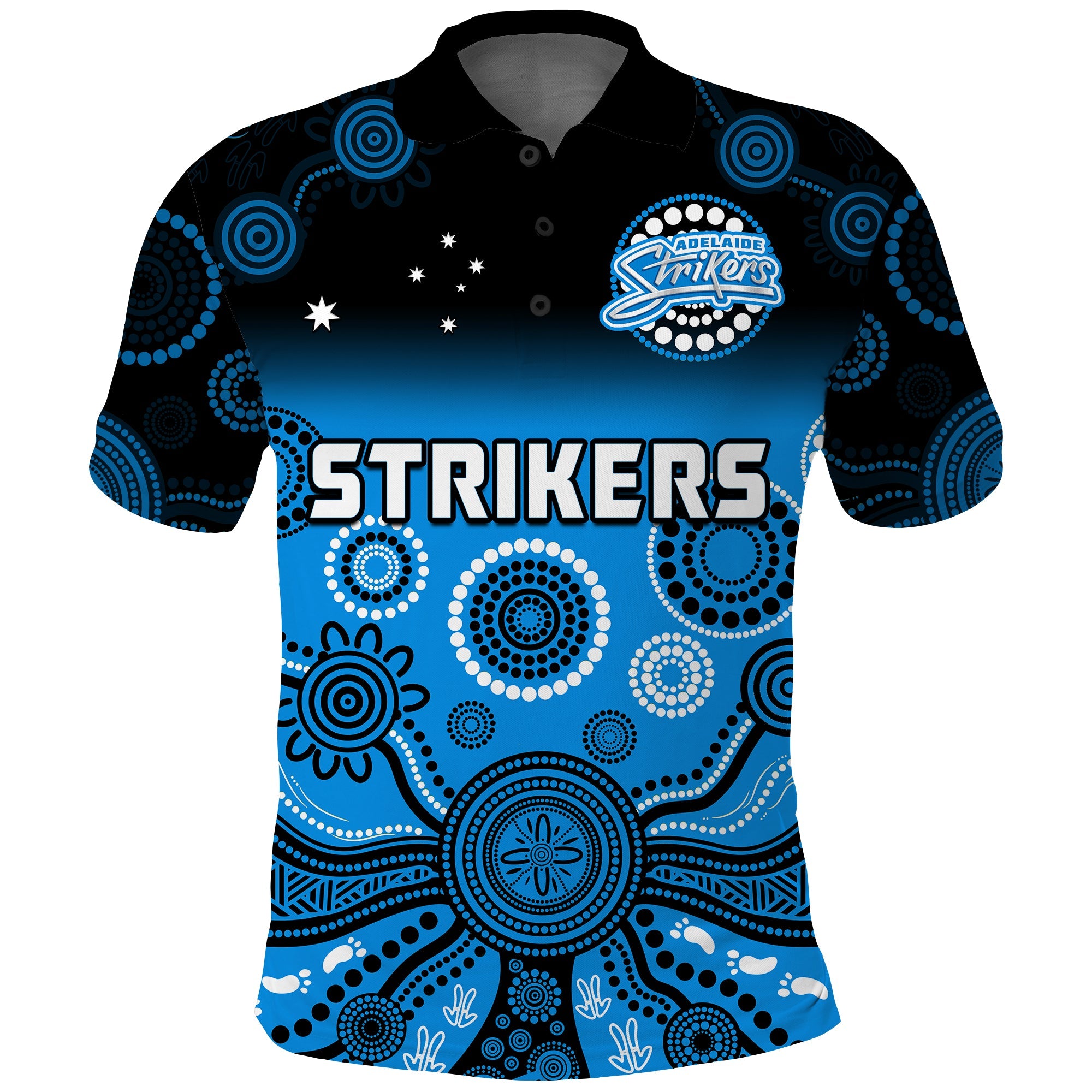 (Custom Text And Number) Adelaide Strikers Polo Shirt Gradient Aboriginal Dot Painting - Vibe Hoodie Shop