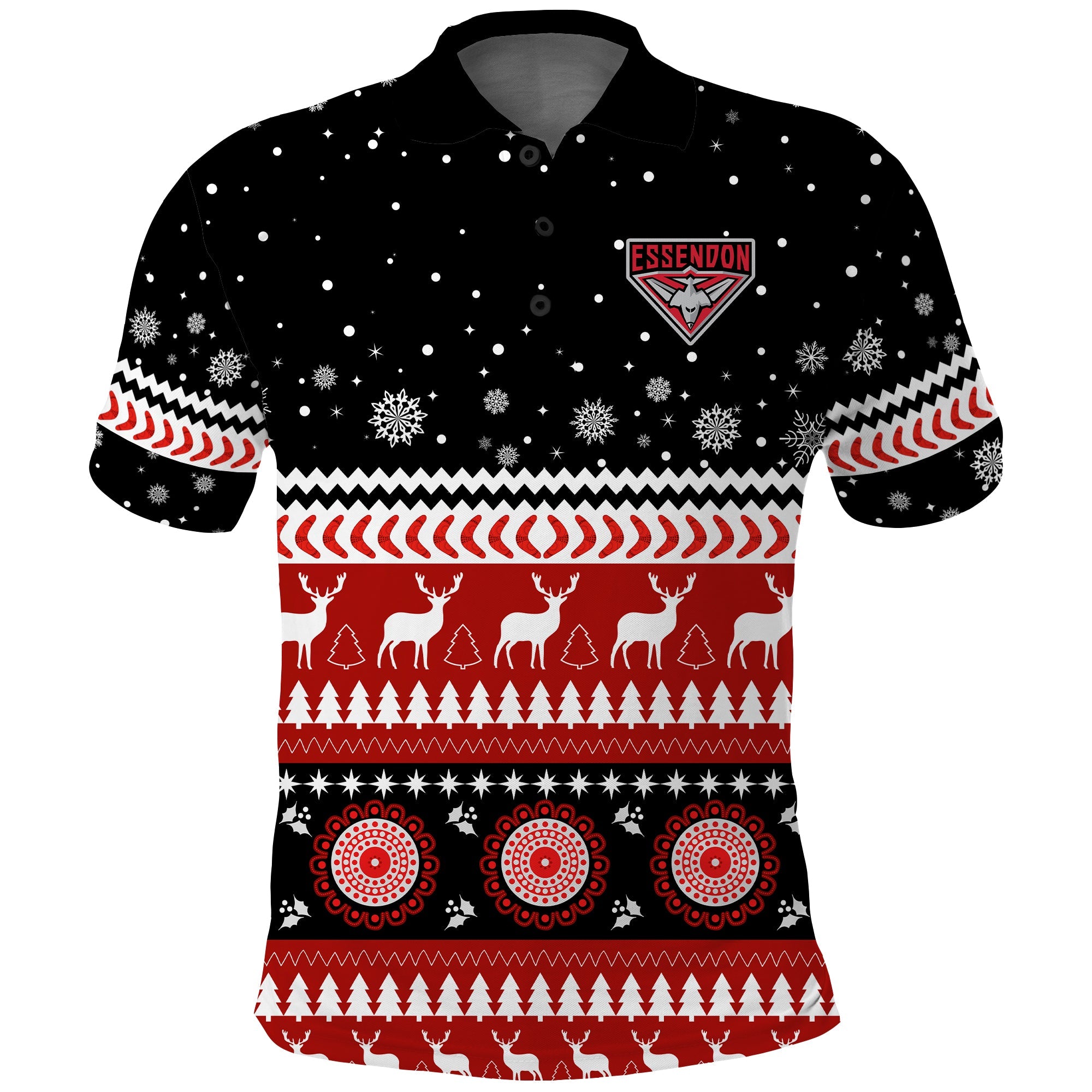 Bombers Football Polo Shirt Christmas Essendon - Vibe Hoodie Shop