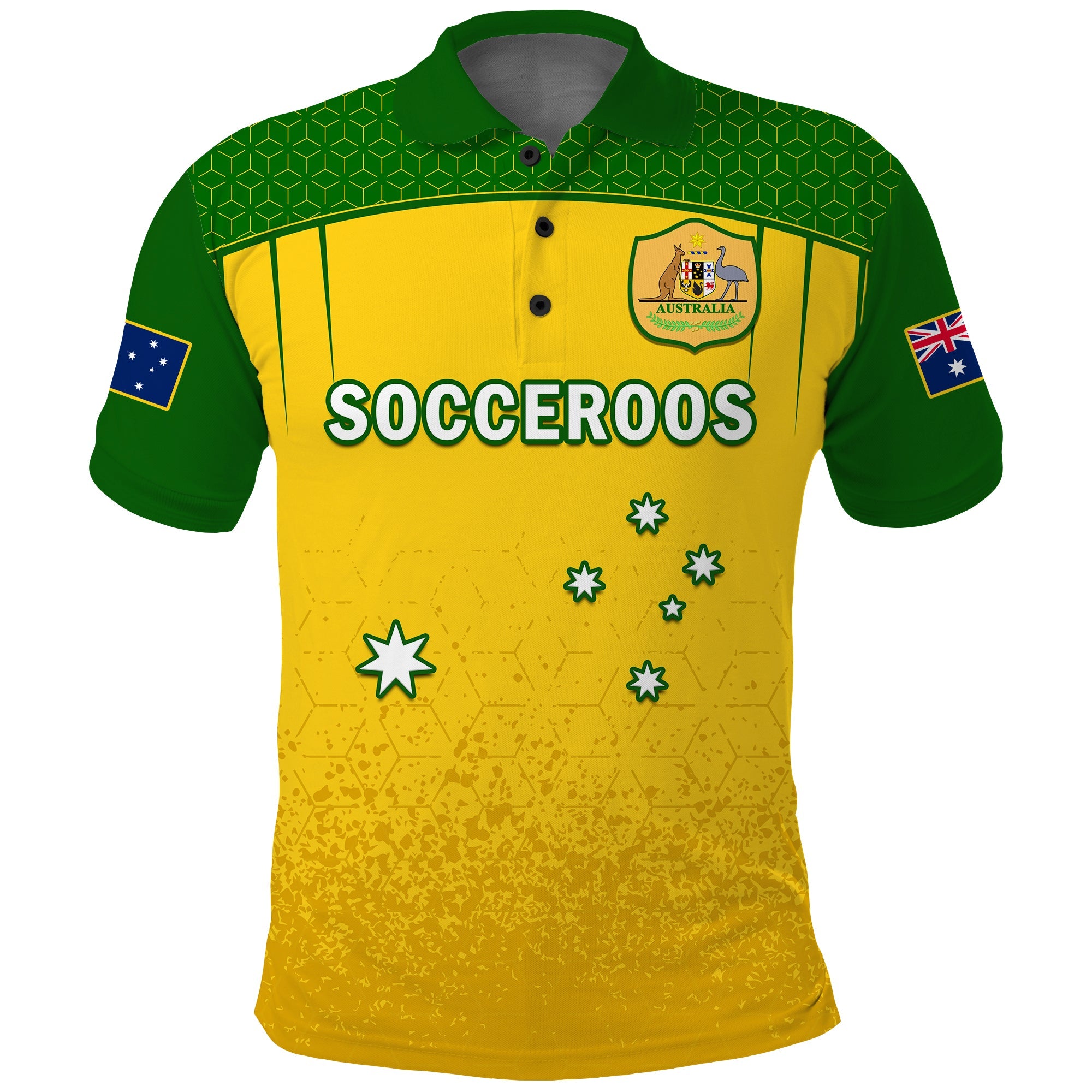 (Custom Text And Number) Australia Soccer Polo Shirt Socceroos Dots Kangaroo Simple Style - Vibe Hoodie Shop