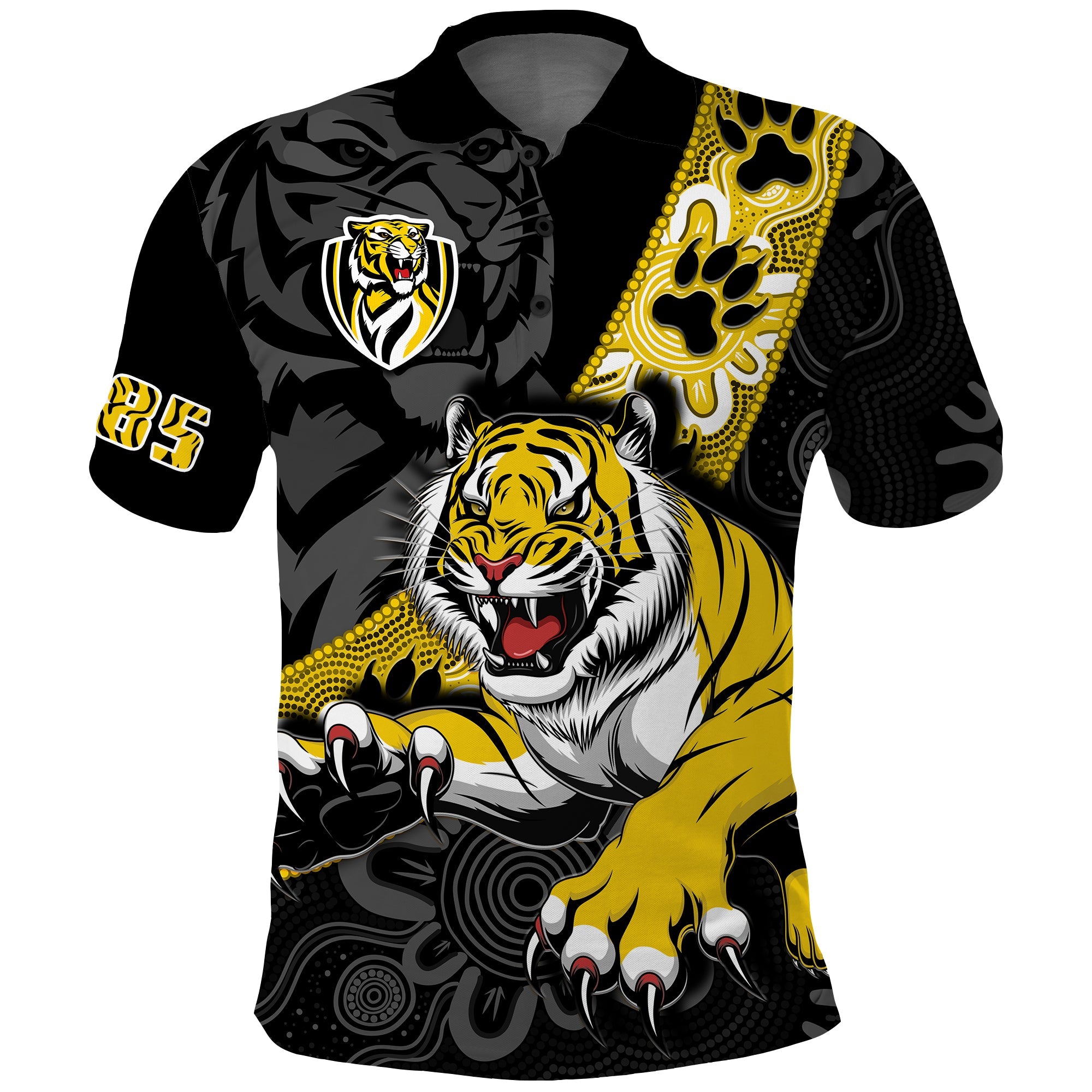 (Custom Text And Number) Richmond Football Polo Shirt Tigers 1885 Indigenous Basic Style - Vibe Hoodie Shop