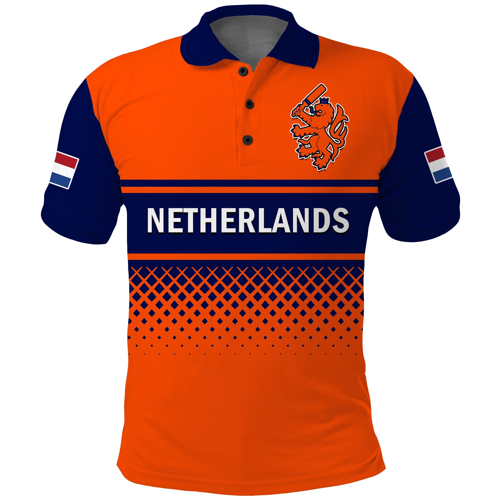 (Custom Text And Number) Netherlands Cricket Polo Shirt ODI Simple Orange Style - Vibe Hoodie Shop