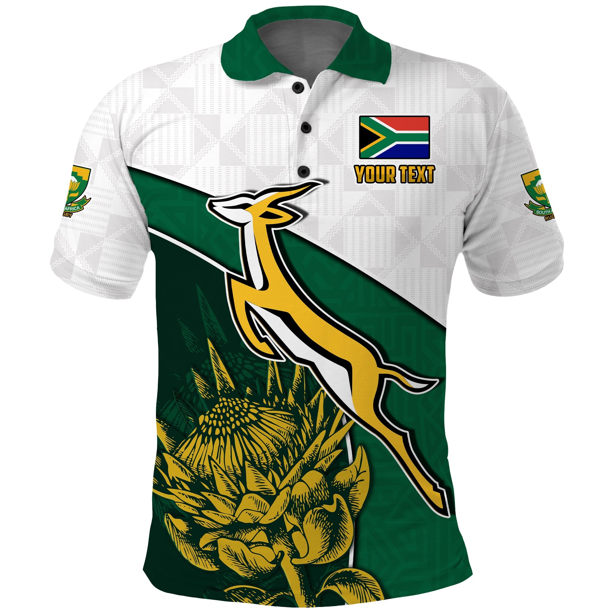 (Custom Personalised) South Africa Rugby Polo Shirt King Protea Proudly Springboks - Vibe Hoodie Shop