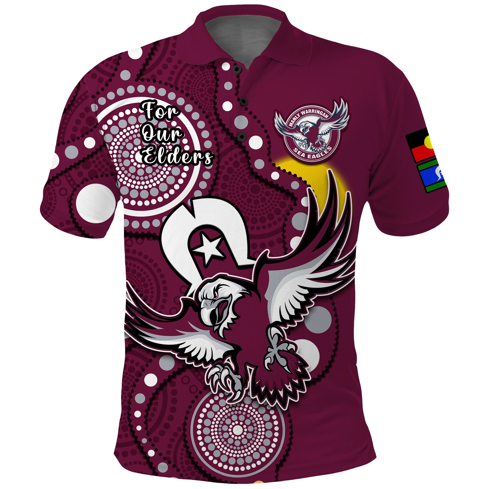 Sea Eagles Rugby NAIDOC 2023 Polo Shirt Indigenous For Our Elders - Vibe Hoodie Shop