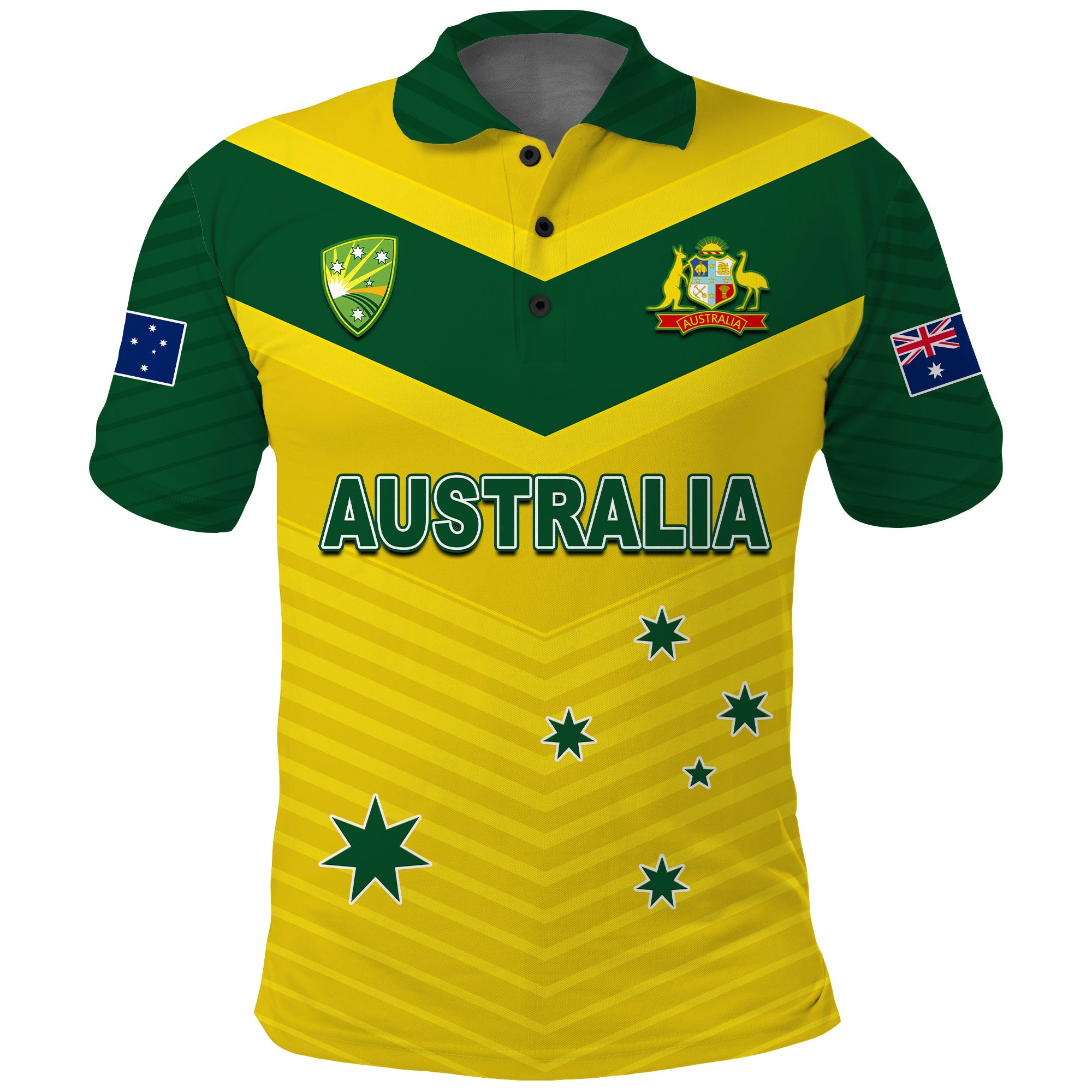 (Custom Text and Number) Australia Cricket Polo Shirt Go Aussie Champions - Vibe Hoodie Shop