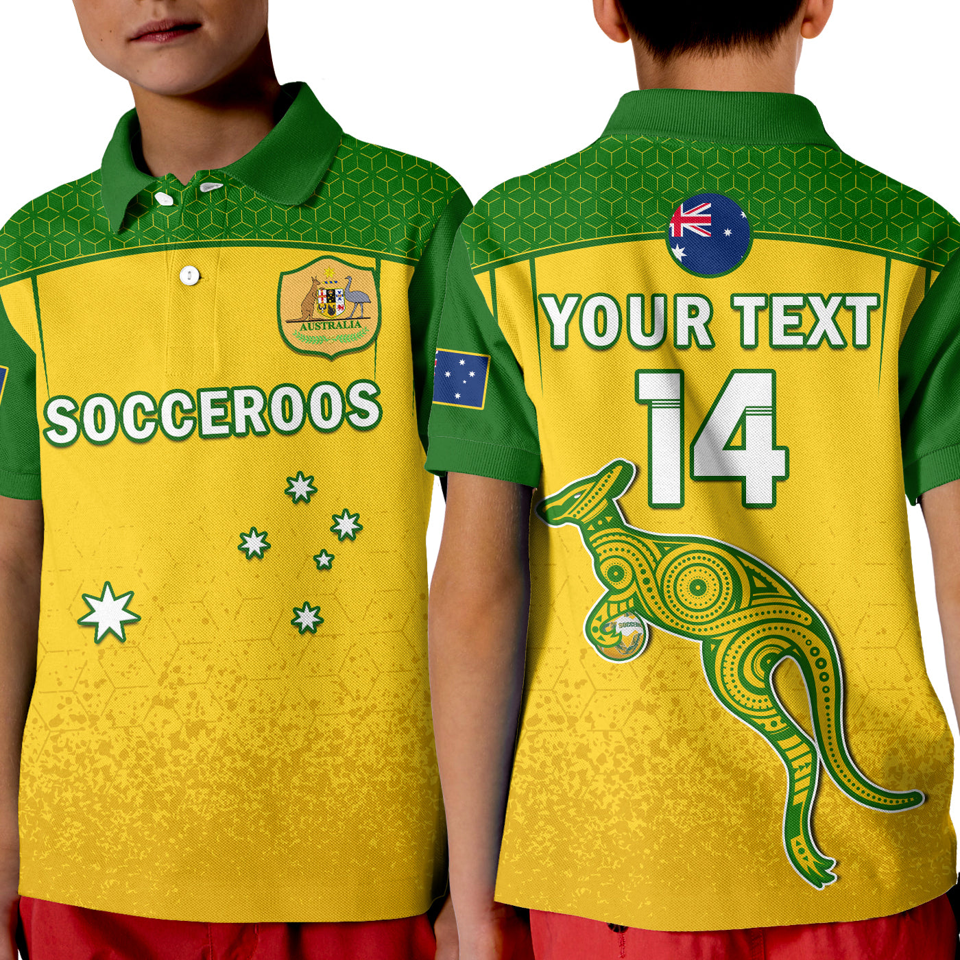 (Custom Text And Number) Australia Soccer Polo Shirt Socceroos Dots Kangaroo Simple Style - Vibe Hoodie Shop