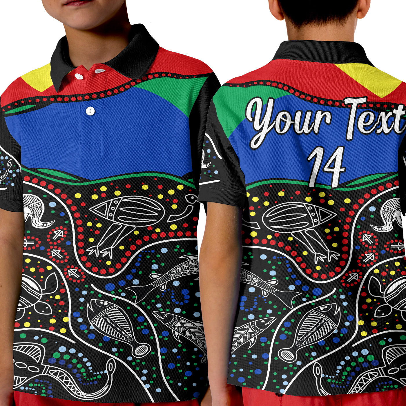 (Custom Text and Number) NAIDOC Week Polo Shirt National Aborigines And Torres Strait Islander Animals Aboriginal Art - Vibe Hoodie Shop