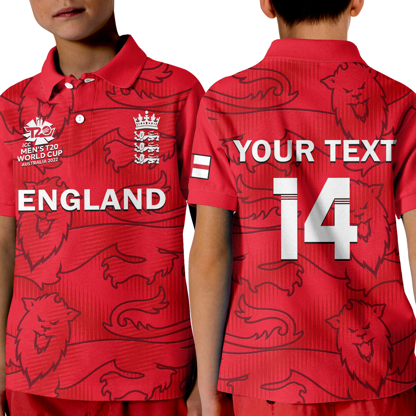 (Custom Text And Number) England Cricket Polo Shirt Mens T20 World Cup - Vibe Hoodie Shop