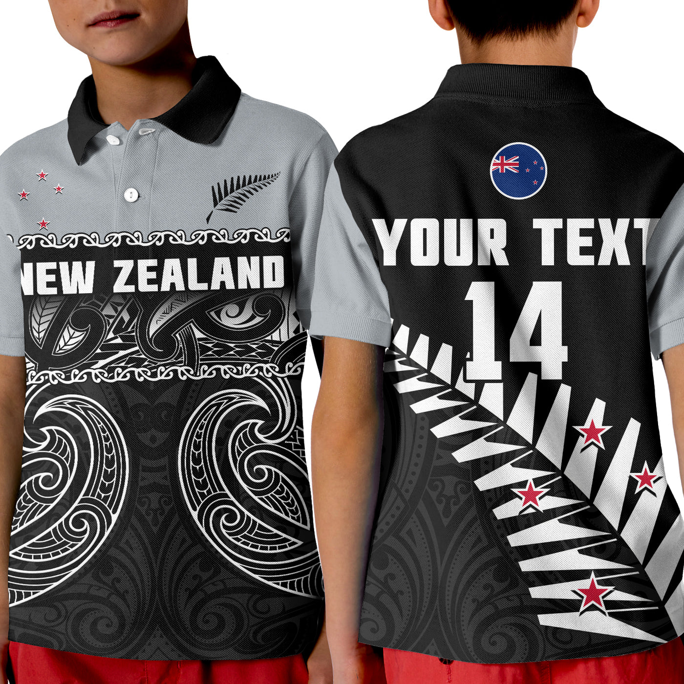 (Custom Text And Number) New Zealand 2022 Cricket Polo Shirt Black Cap Silver Fern Maori - Vibe Hoodie Shop