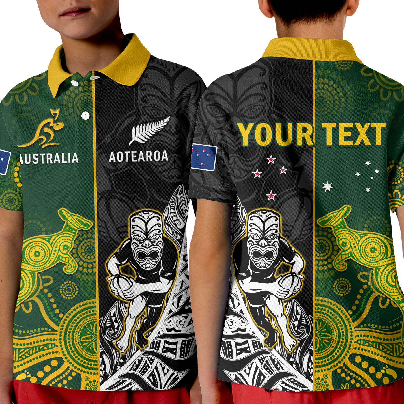 (Custom Personalised) Australia Rugby Mix Aotearoa Rugby Polo Shirt Wallabies All Black Special Version - Vibe Hoodie Shop