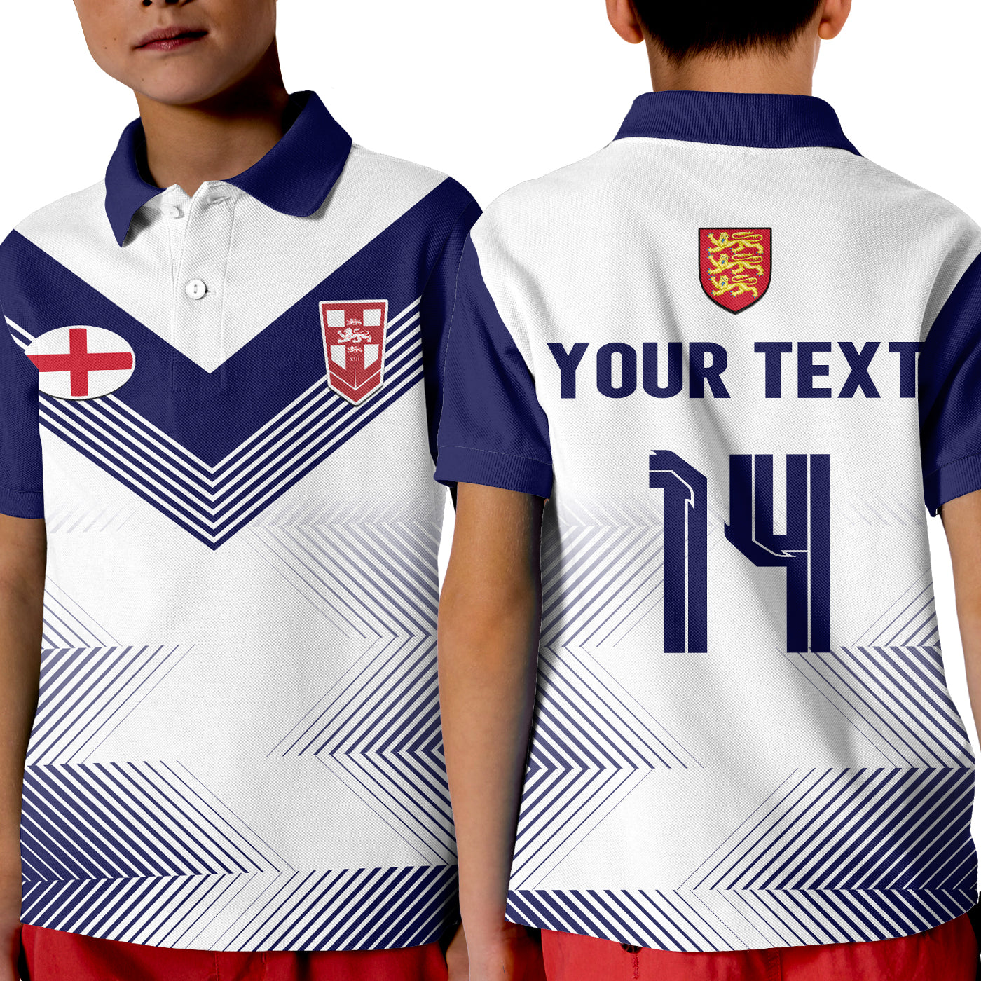 (Custom Text And Number) England Rugby Polo Shirt KID National Team Sporty Style - Vibe Hoodie Shop