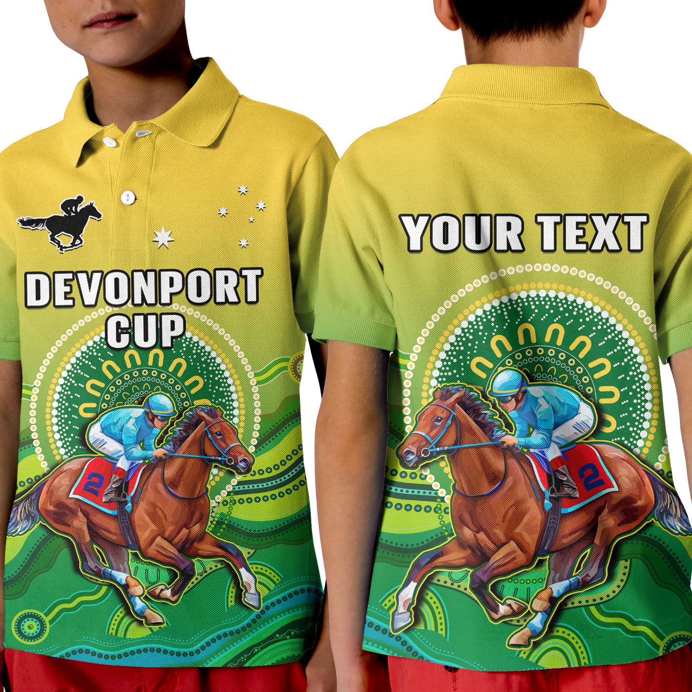 (Custom Personalised) Australia Devonport Cup 2023 Polo Shirt KID Horse Racing Indigenous Art - Vibe Hoodie Shop