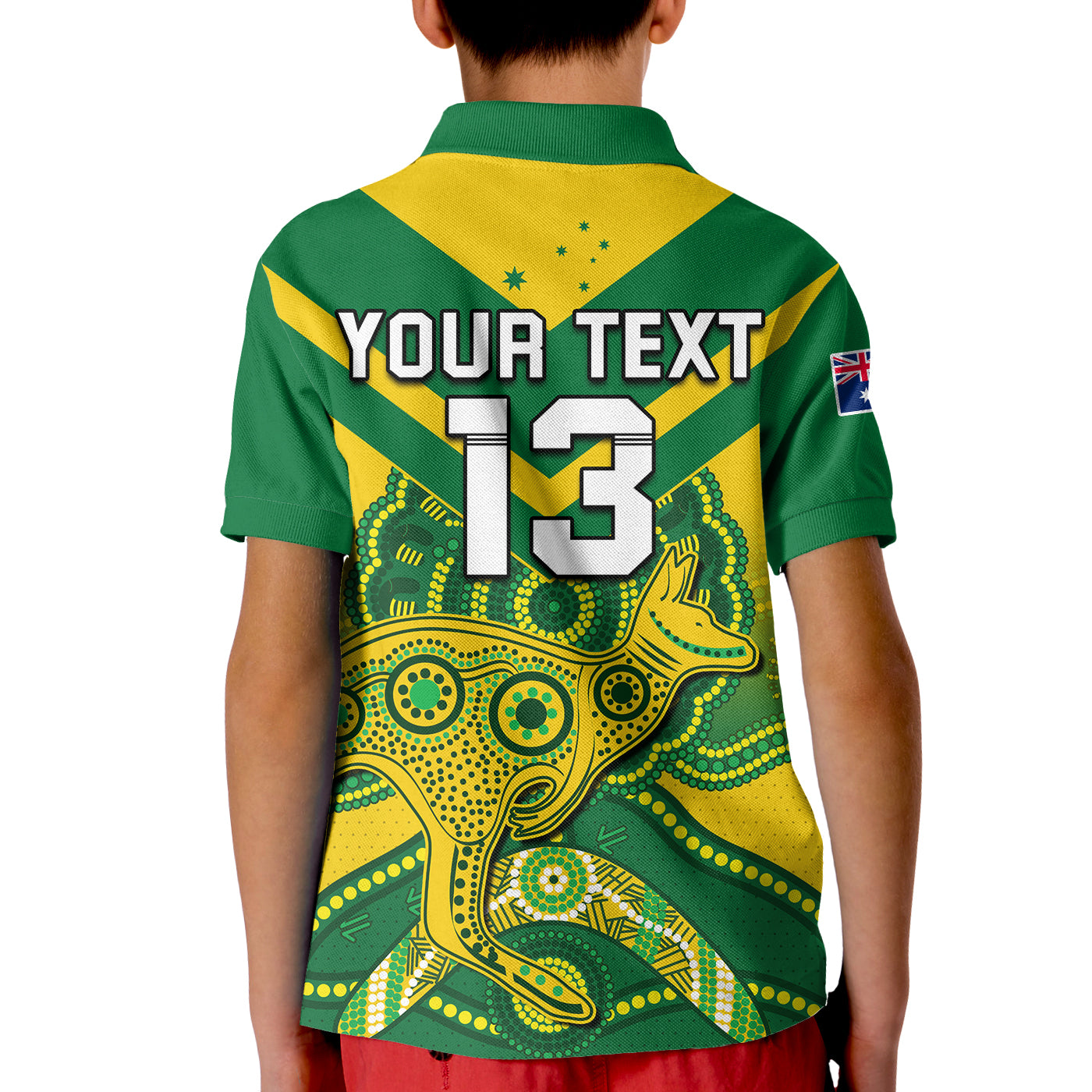 (Custom Text and Number) Australia Soccer Polo Shirt KID Champions Aboriginal Kangaroos World Cup Football Socceroos - Vibe Hoodie Shop