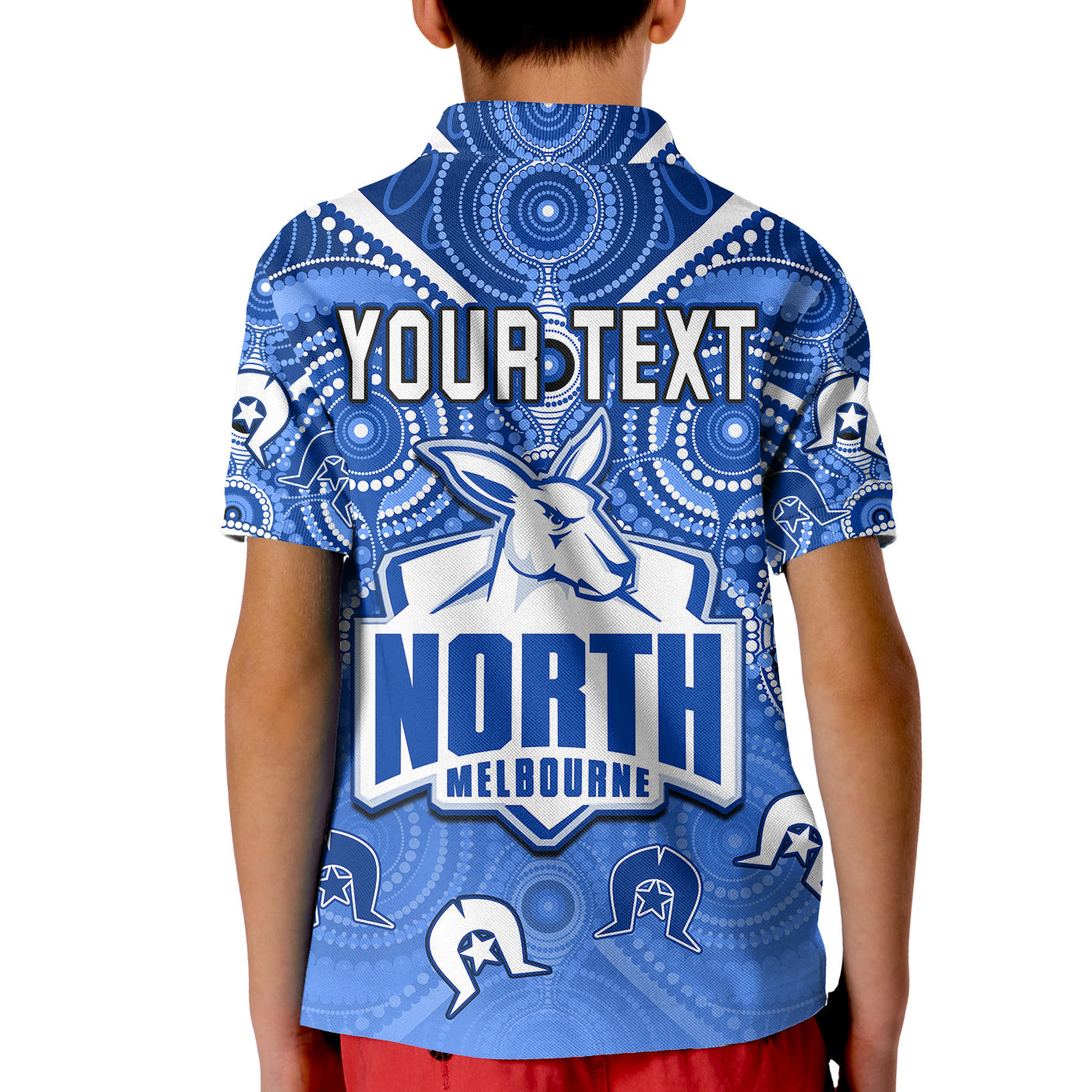 (Custom Personalised) Kangaroos Football NAIDOC Week Polo Shirt KID North Melbourne Aboriginal Dhari - Vibe Hoodie Shop