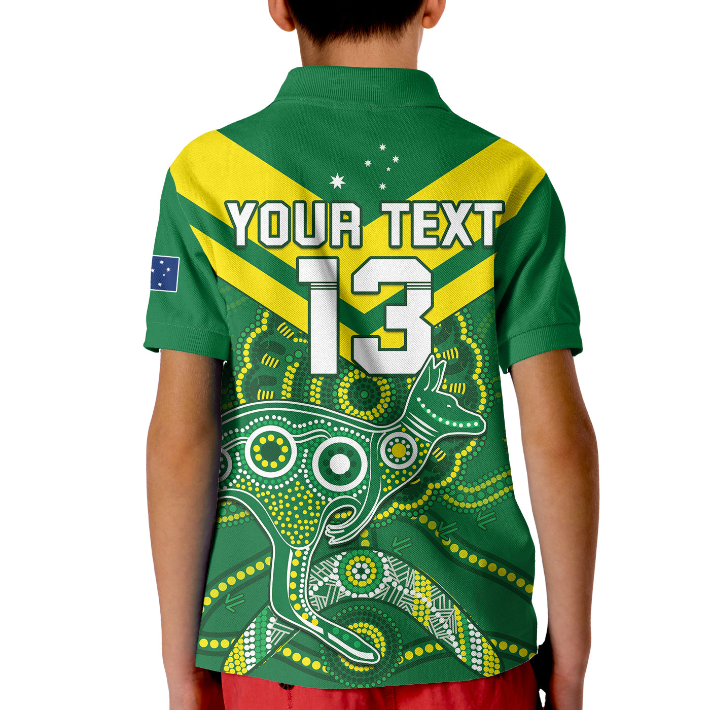 (Custom Text and Number) Australia Rugby Polo Shirt KID Kangaroos Boomerang Aboriginal - Vibe Hoodie Shop