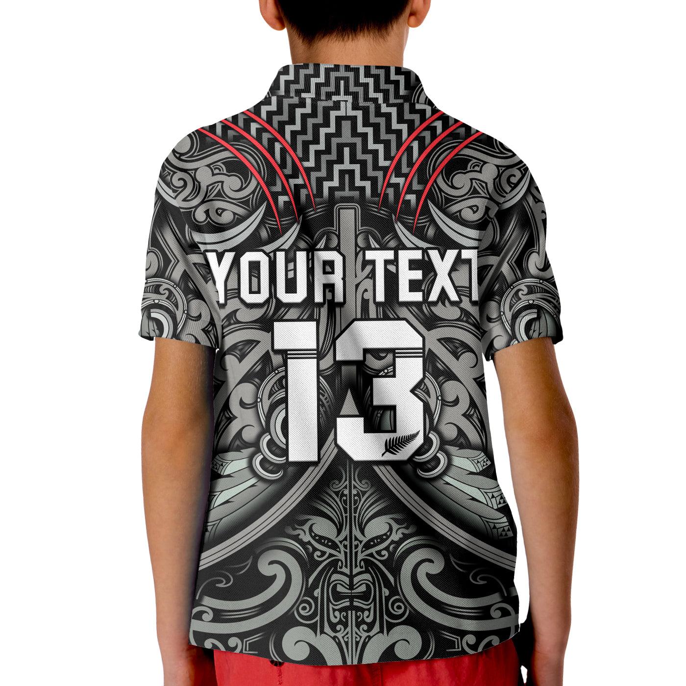 (Custom Text and Number) New Zealand Silver Fern Rugby Polo Shirt All Black NZ Maori Pattern - Vibe Hoodie Shop