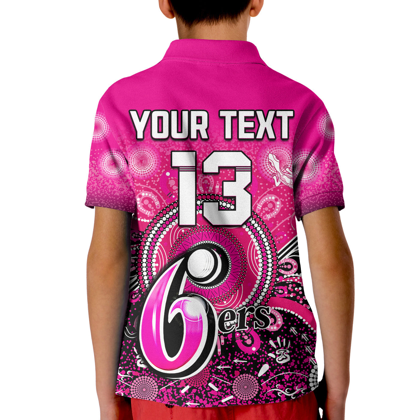 (Custom Text and Number) Sydney Sixers Polo Shirt KID Aboriginal Australia Cricket Champion - Vibe Hoodie Shop