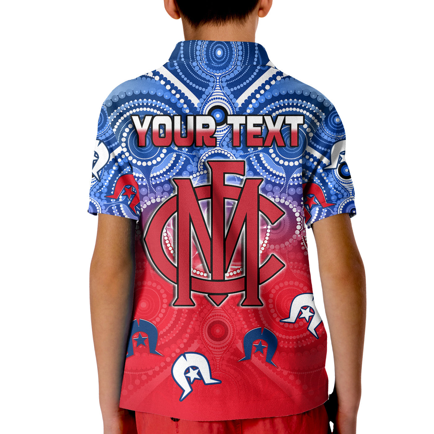 (Custom Personalised) Demons Football NAIDOC Week Polo Shirt KID Melbourne North Melbourne Aboriginal Dhari - Vibe Hoodie Shop