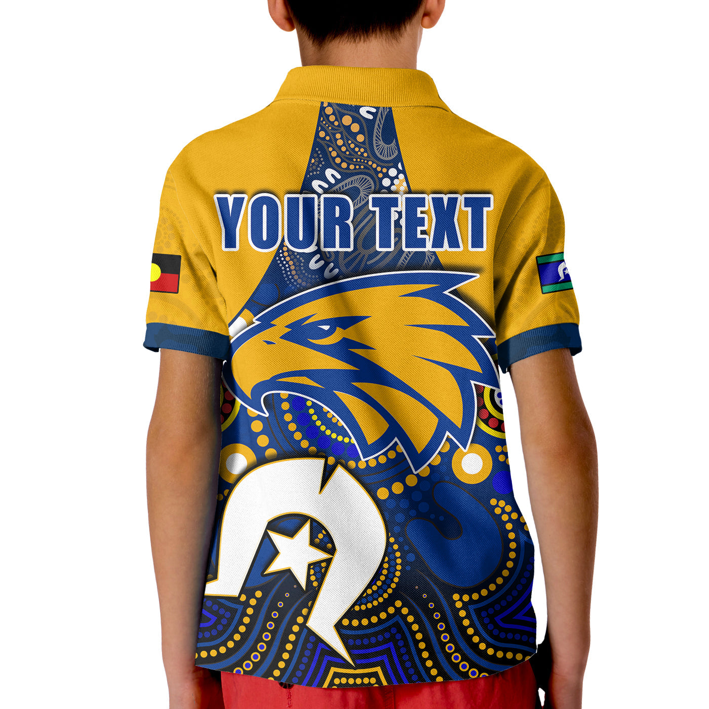 (Custom Personalised) Eagles Football NAIDOC Polo Shirt KID West Coast Aboriginal - Vibe Hoodie Shop