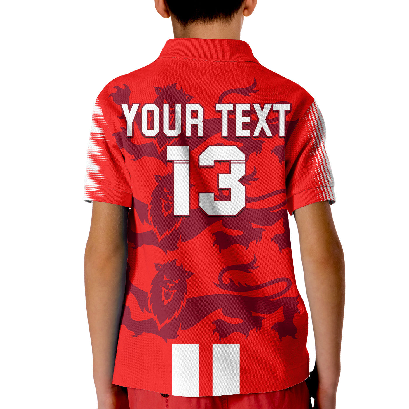 (Custom Text and Number) England Cricket Polo Shirt KID Lions Champions T20 World Cup - Vibe Hoodie Shop